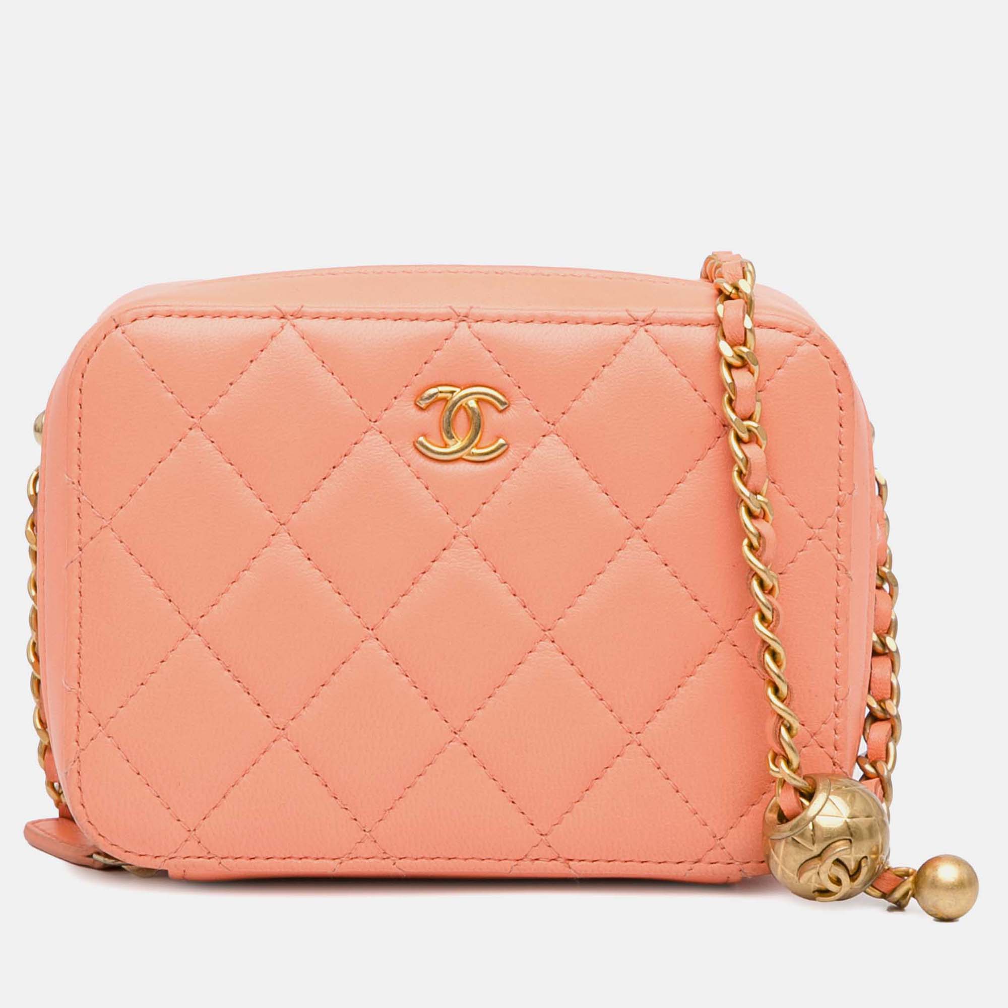 

Chanel Orange CC Quilted Lambskin Pearl Crush Camera Bag