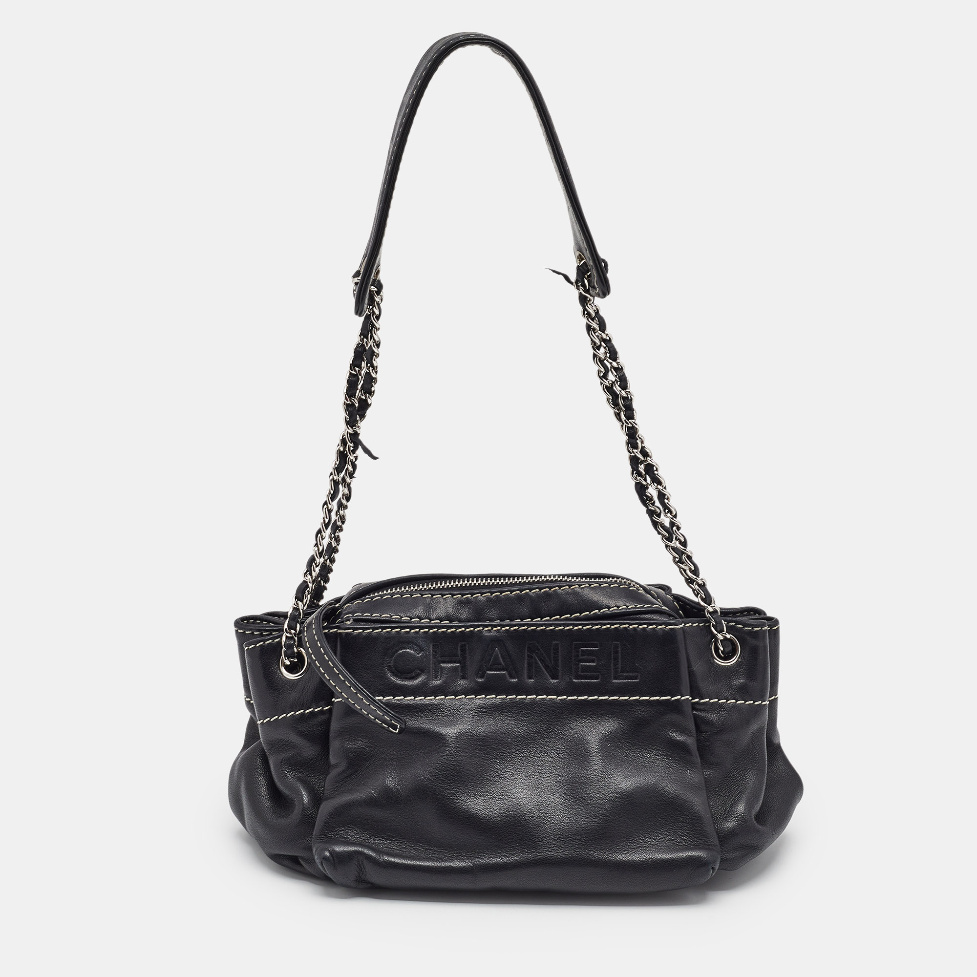 

Chanel Black Leather LAX Accordion Shoulder Bag