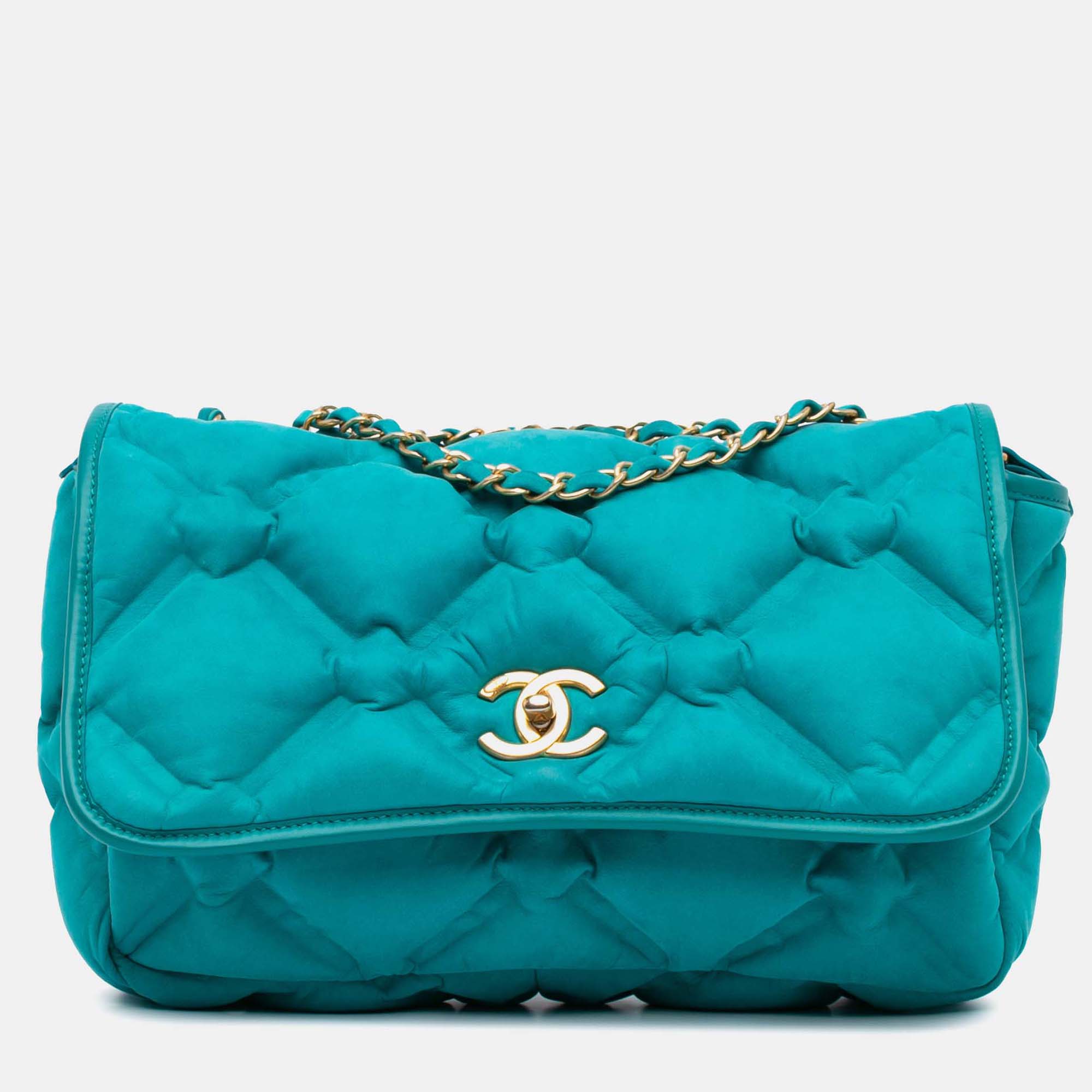 

Chanel Blue Small Iridescent Calfskin Chesterfield Flap