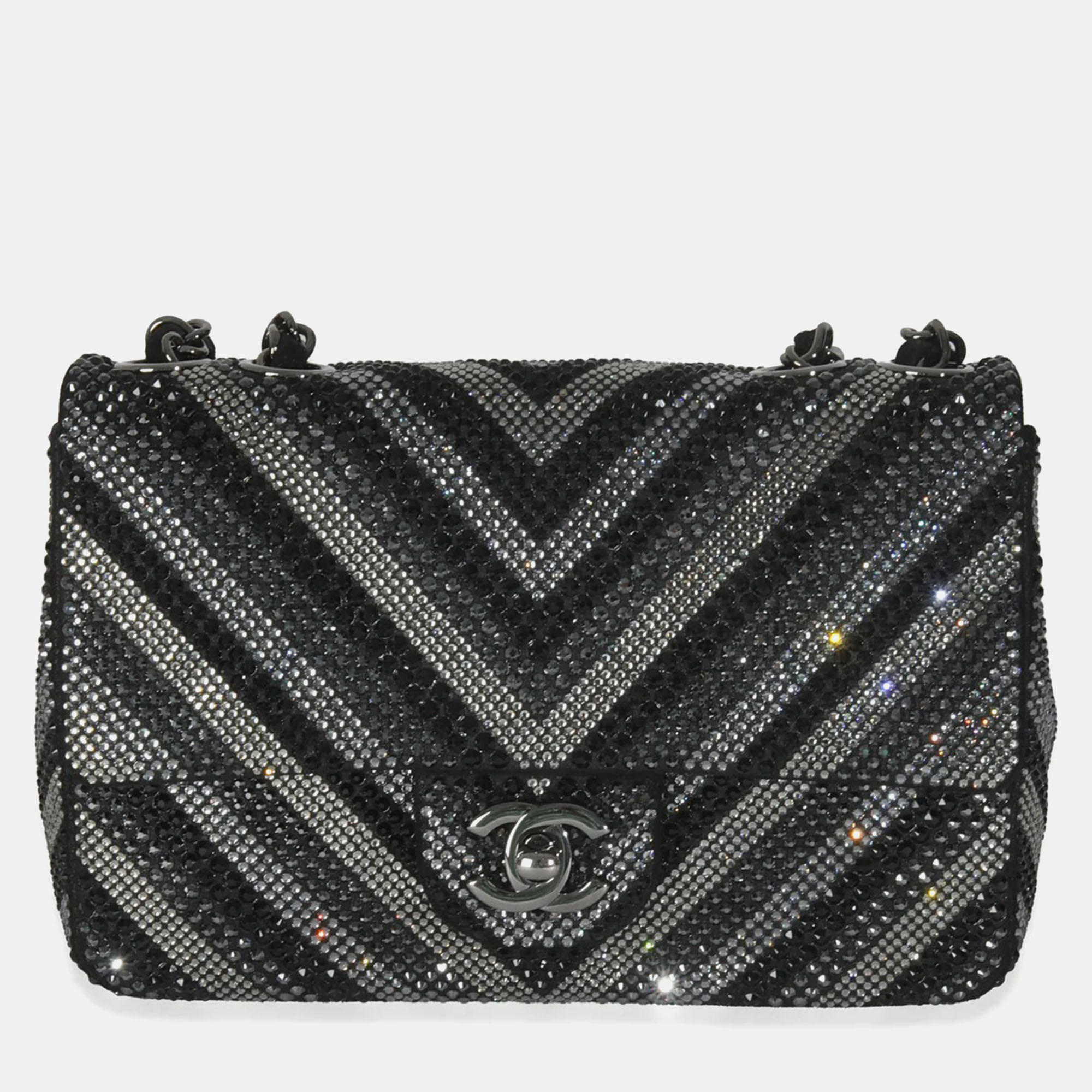 

Chanel Black Strass CC Chevron Mini Flap Bag
