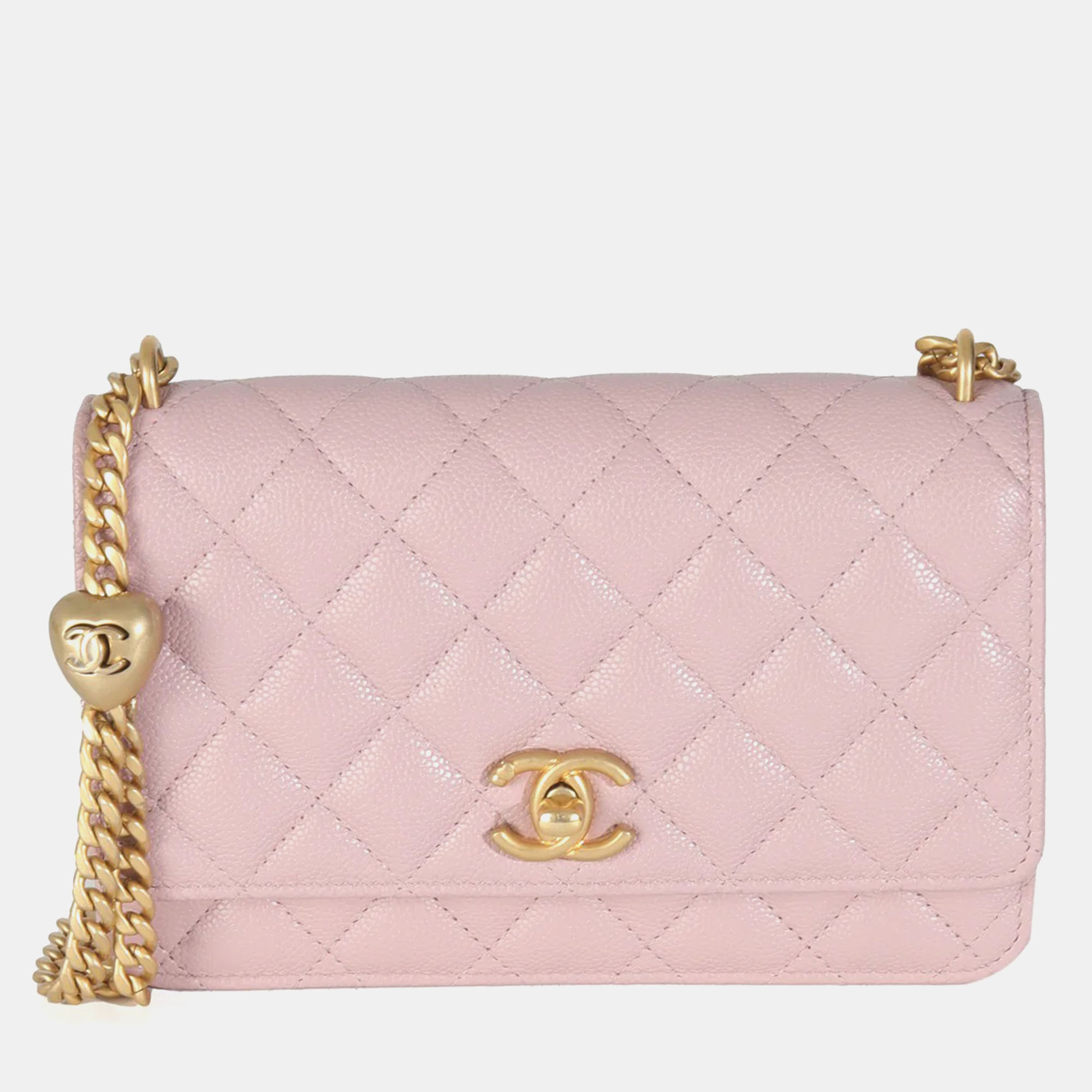 

Chanel Pink Quilted Caviar Sweetheart Wallet On Chain