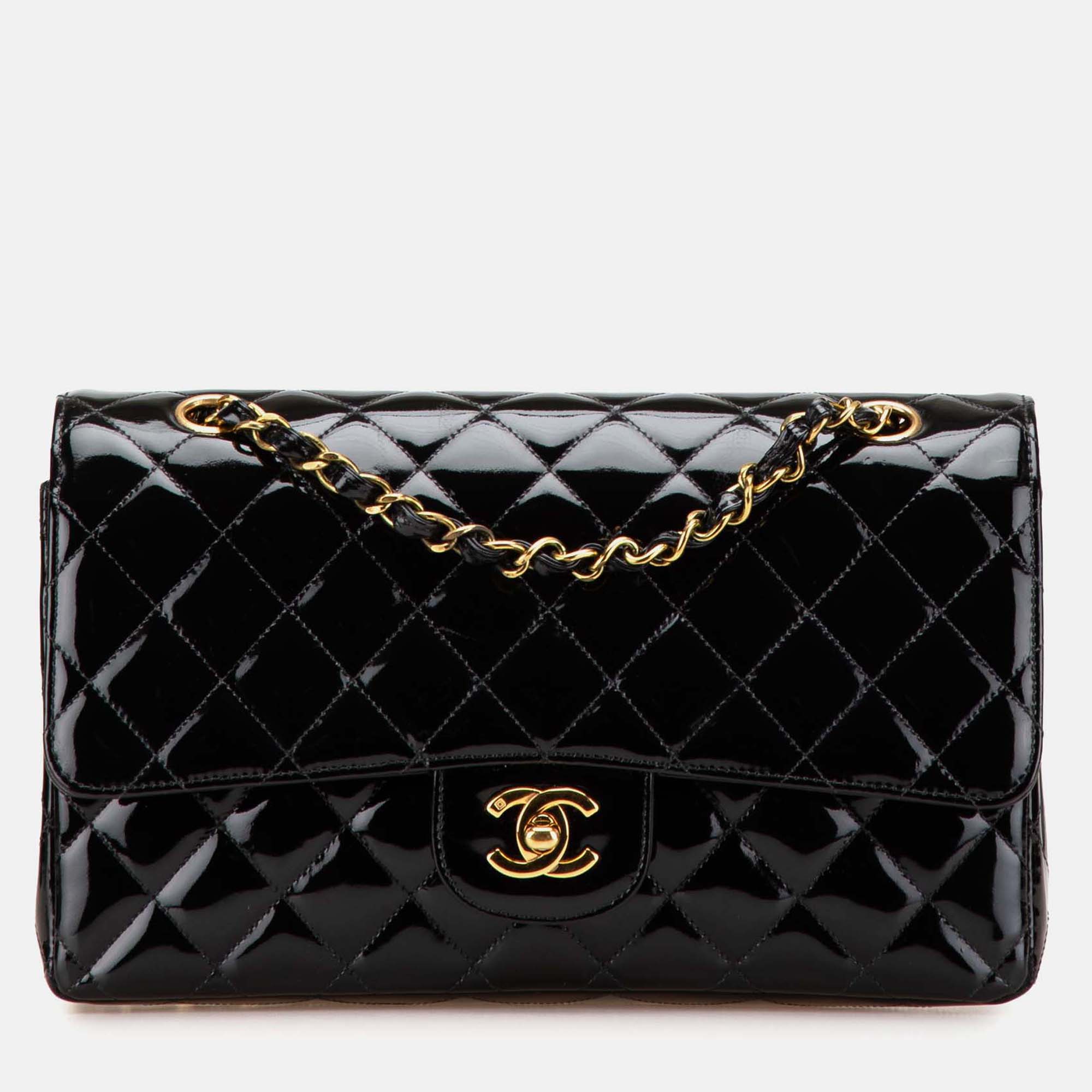 

Chanel Black Medium Classic Patent Double Flap