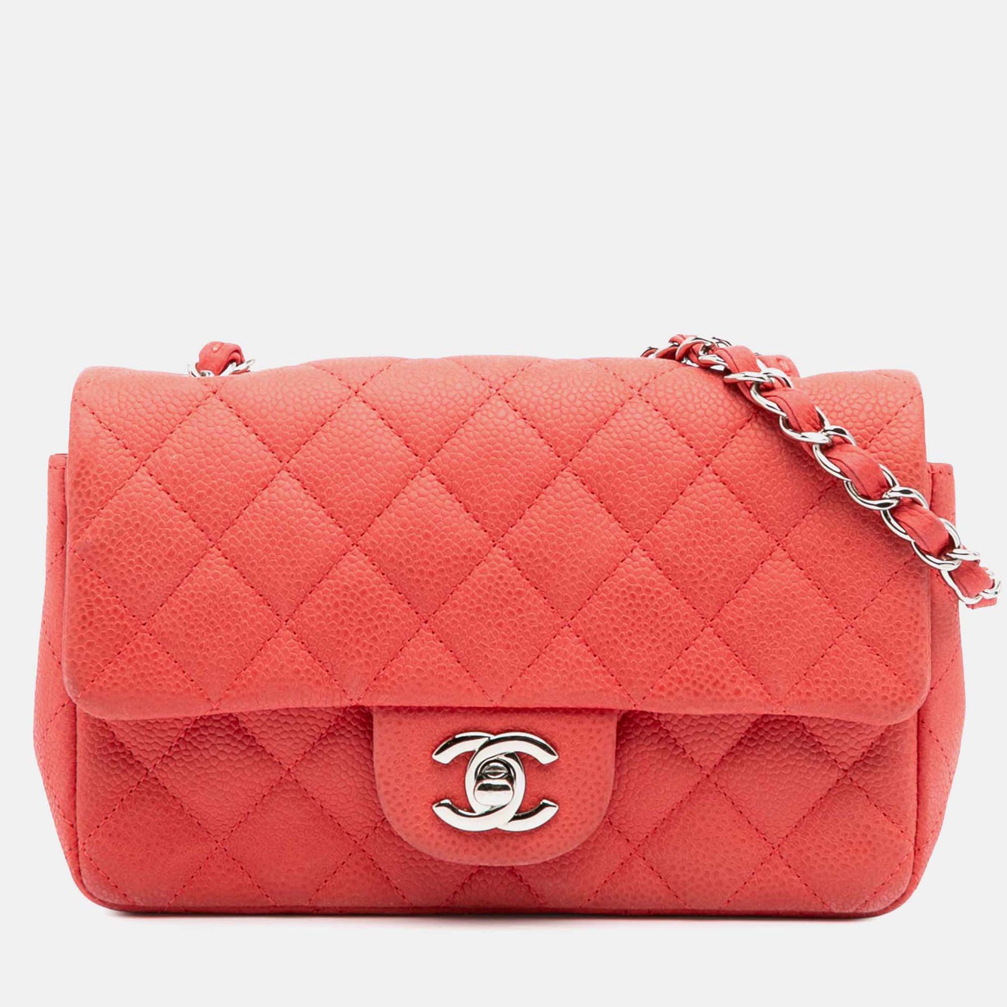 

Chanel Mini Rectangular Classic Caviar Single Flap, Orange