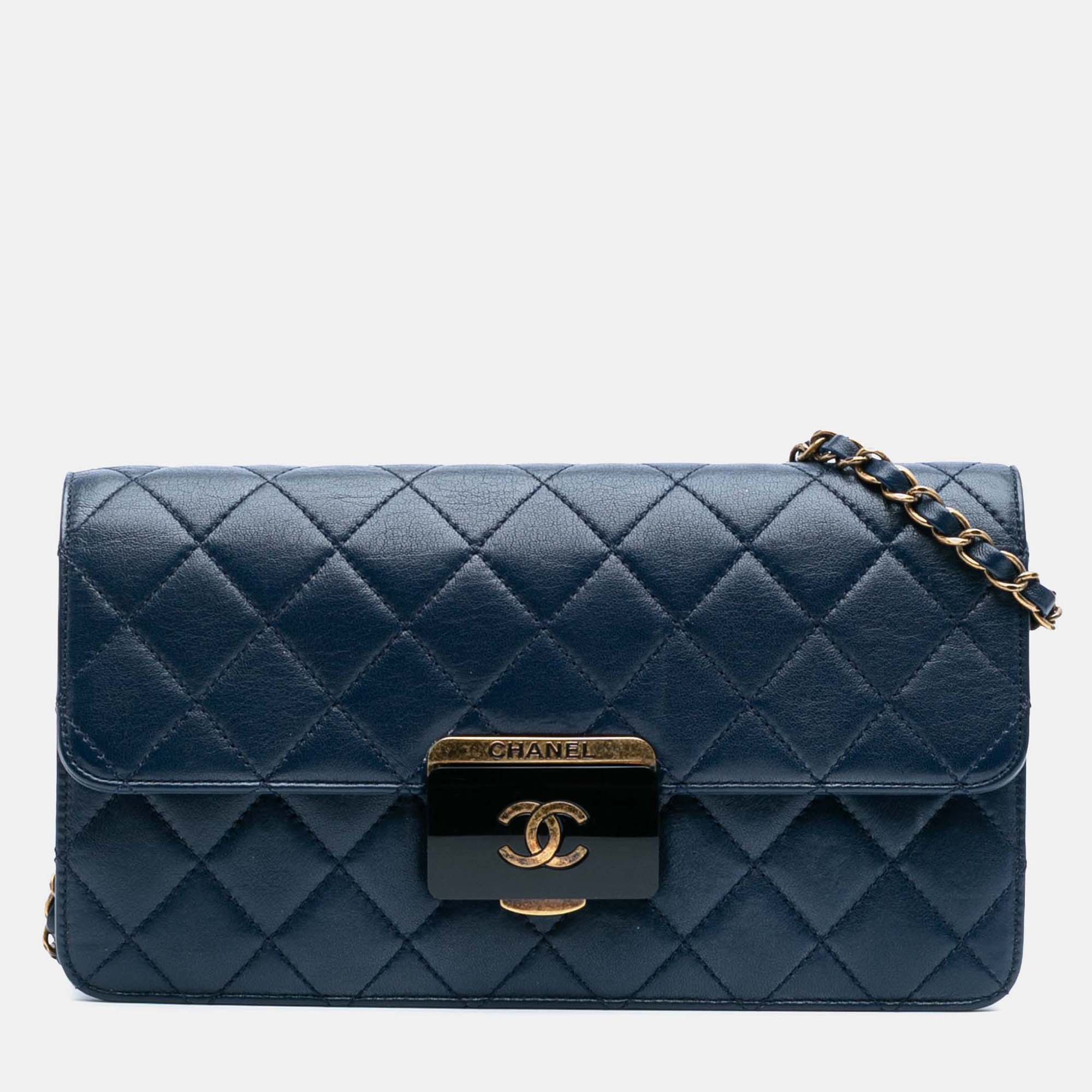 

Chanel Medium Sheepskin Beauty Lock Flap, Blue