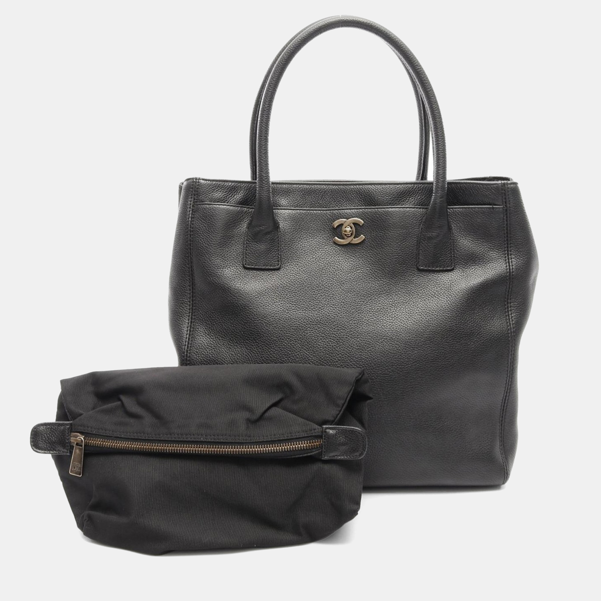 

Chanel Black Leather Executive Hand Bag