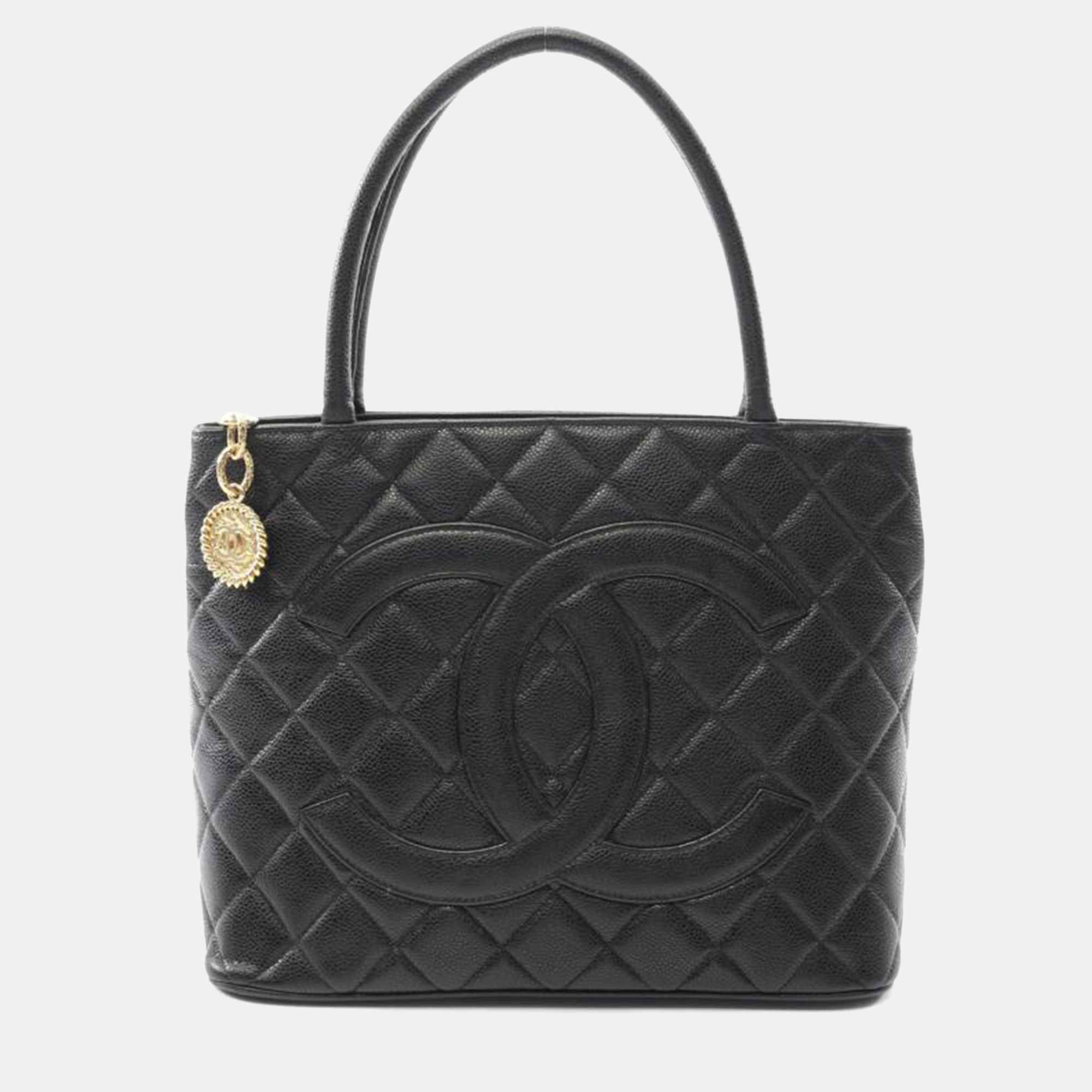 

Chanel Medallion Black Calfskin Leather Medium Tote GHW