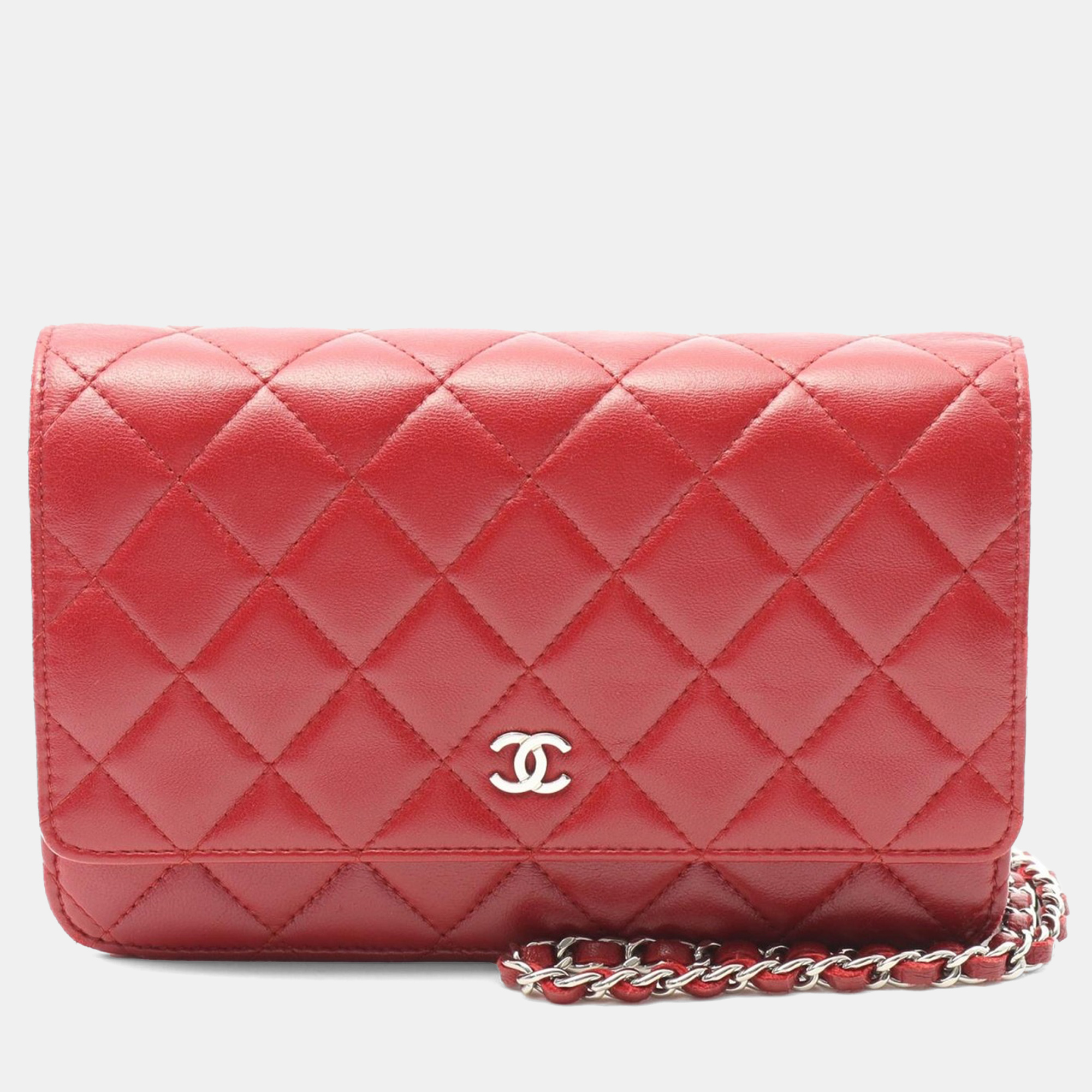 

Chanel Matelasse Red Lambskin Leather Chain Shoulder Bag SHW