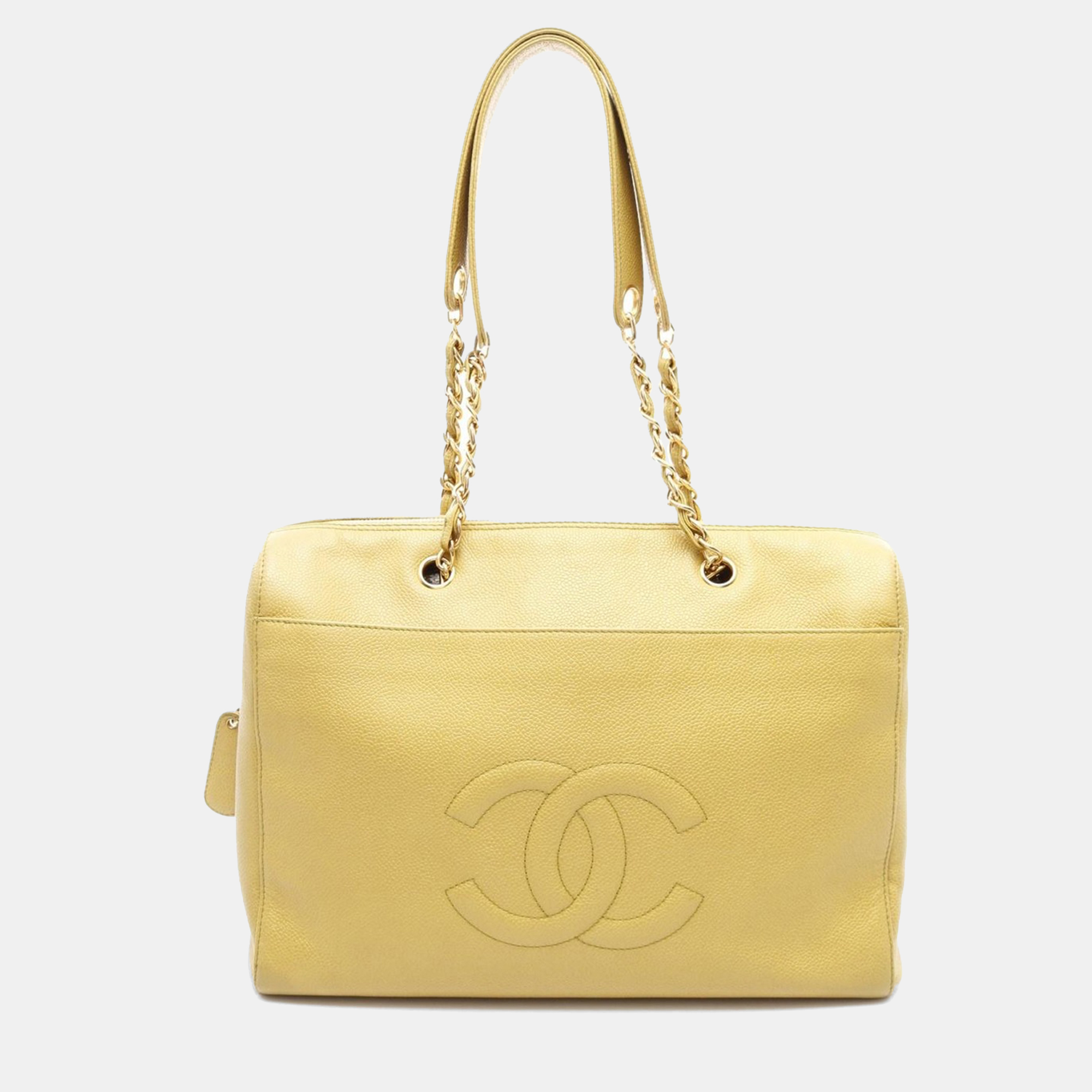 

Chanel CC Coco Mark Green Grained Calfskin Leather Chain Shoulder Bag GHW