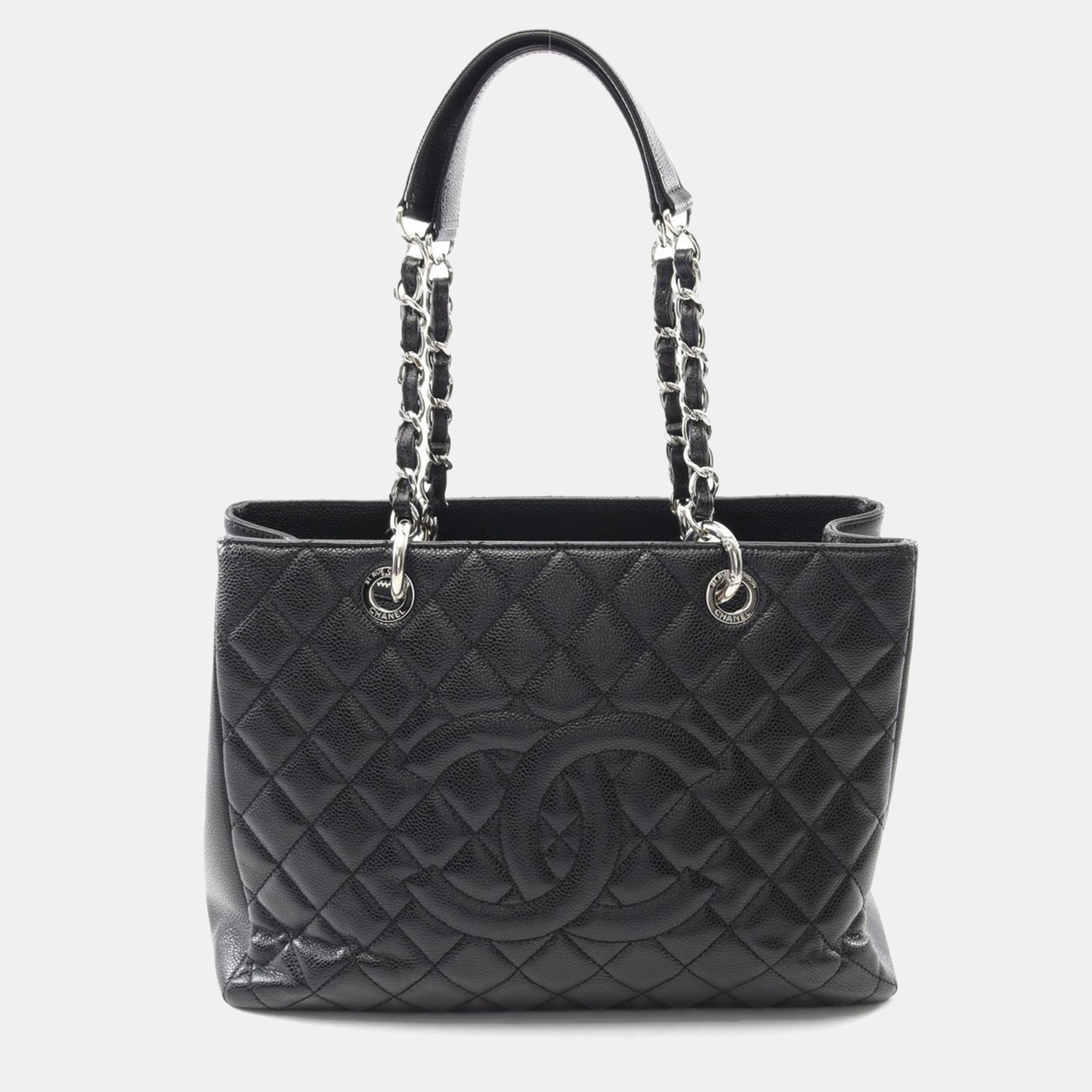 

Chanel Matelasse Grand Shopping Gst Tote Bag Black Leather SHW