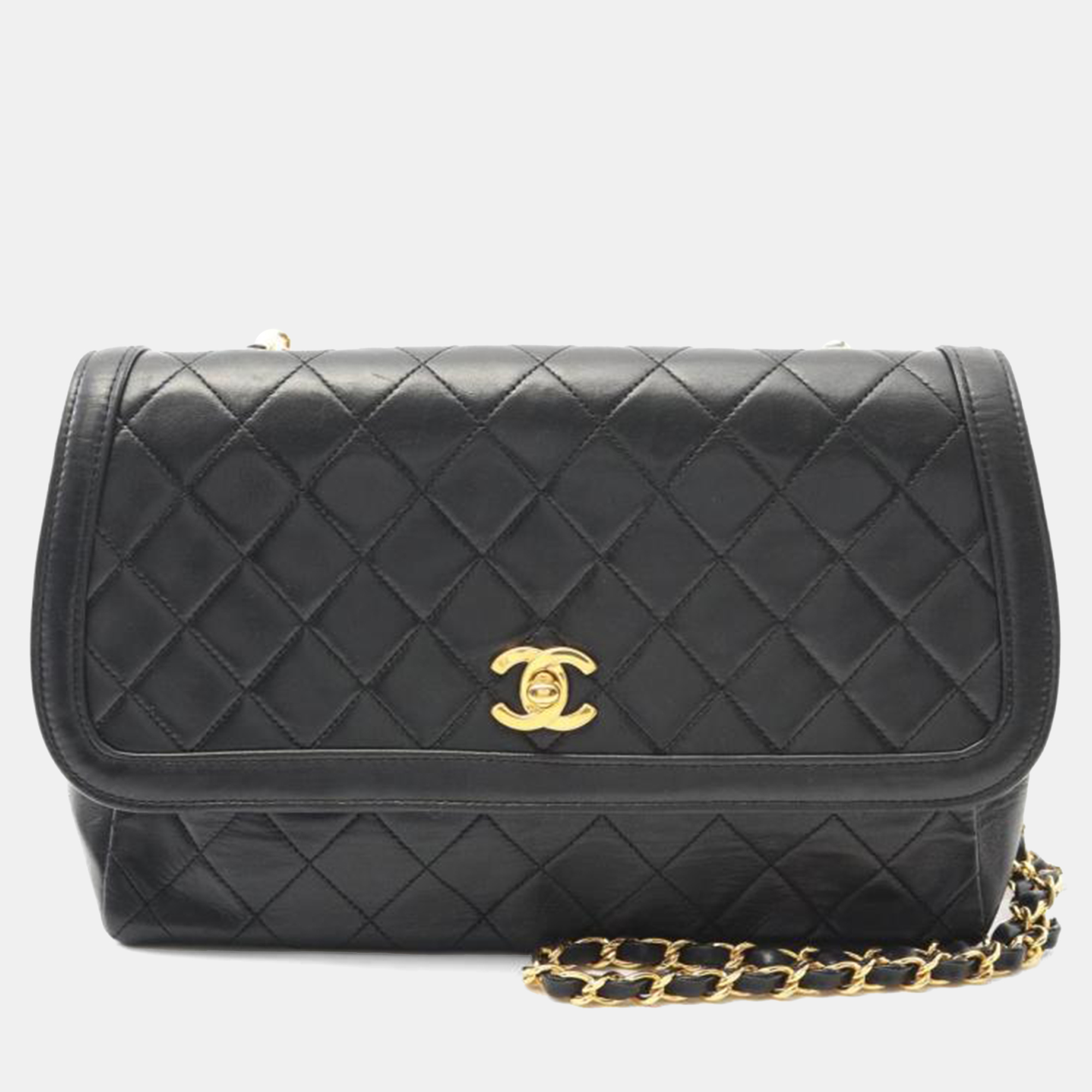 

Chanel Matelasse Crossbody Chain Shoulder Bag Lambskin Leather Black GHW
