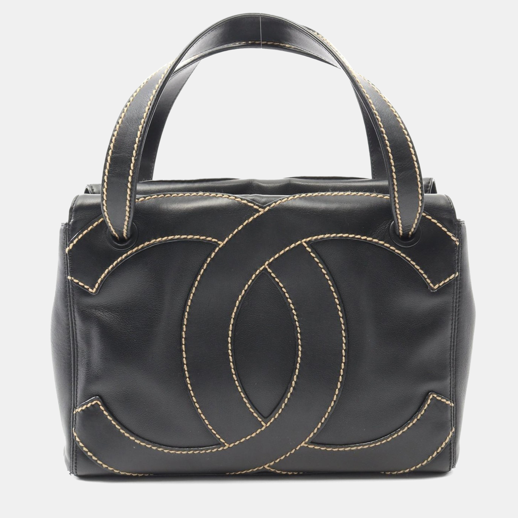 

Chanel Jumbo Coco Mark Wild Stitch Tote Handbag Leather Black Ghw
