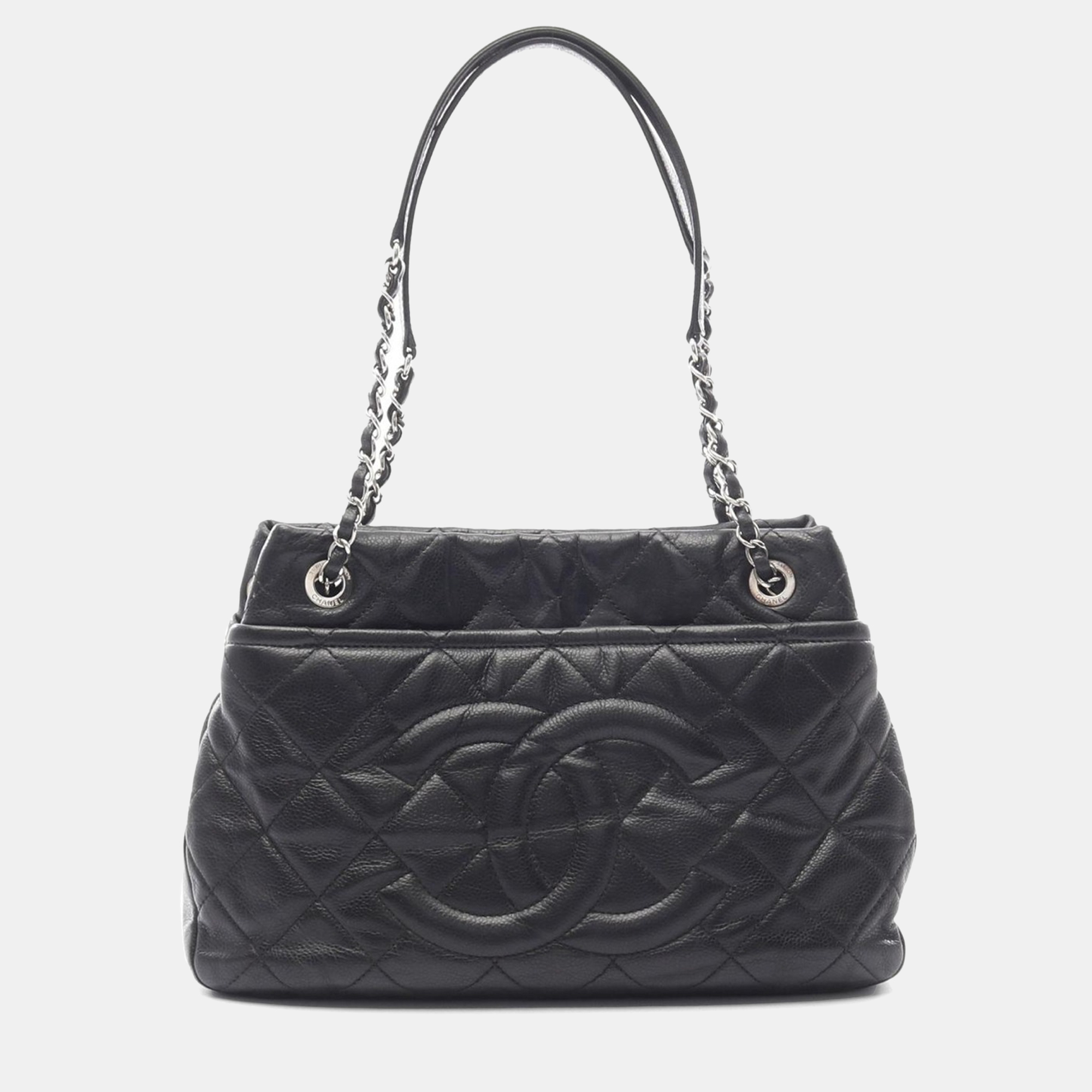 

Chanel CC Matelasse Black Leather Shoulder Chain Tote GHW
