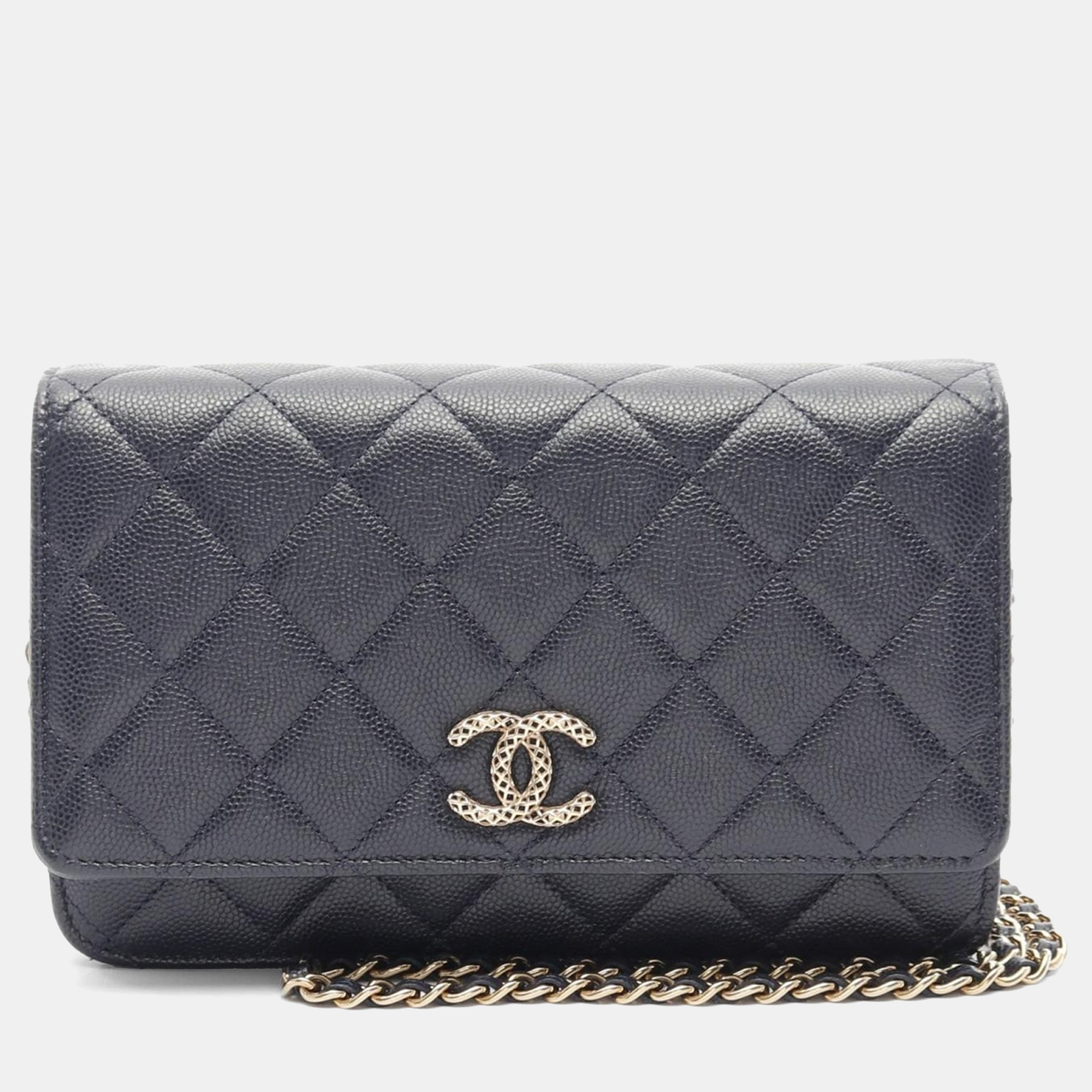

Chanel CC Matelasse Navy Blue Calf Grained Leather Chain Shoulder Bag
