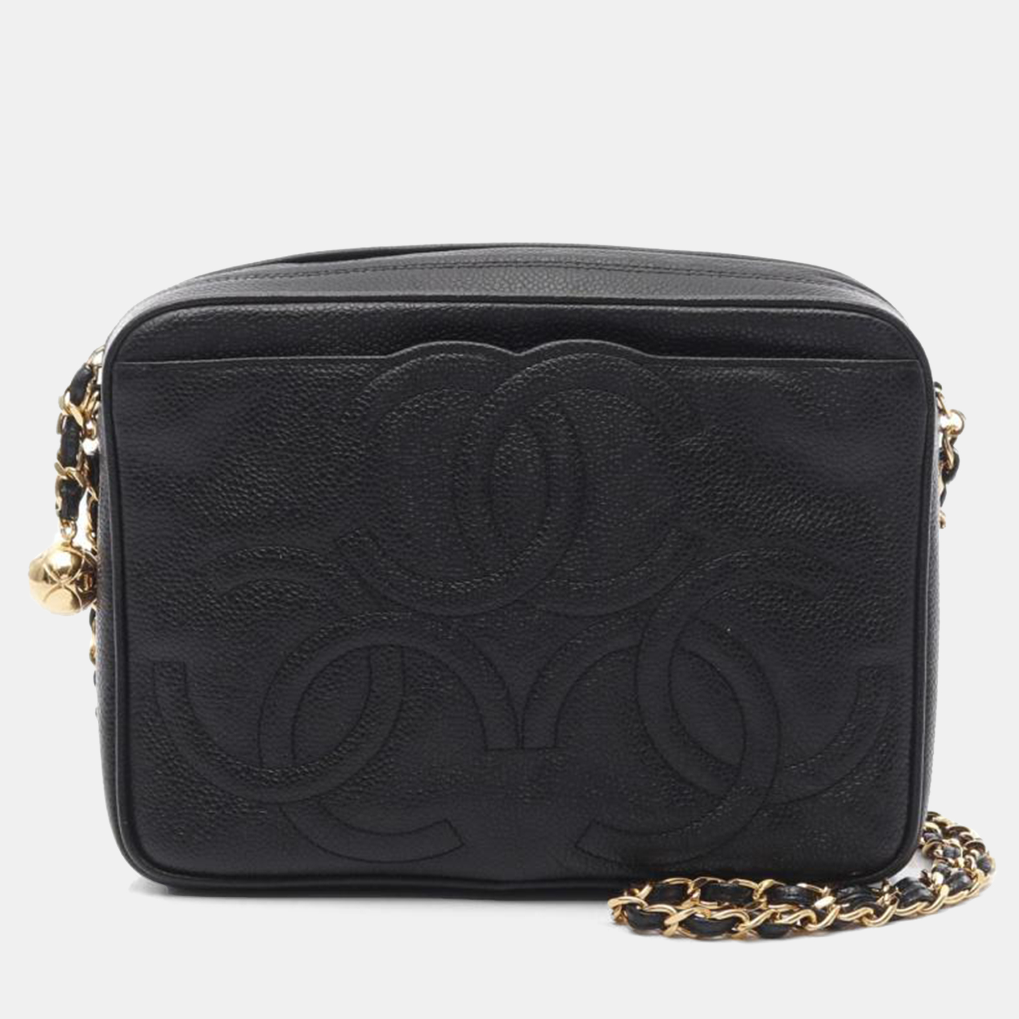 

Chanel CC Triple Coco Mark Black Calfskin Crossbody Chain Shoulder Bag GHW