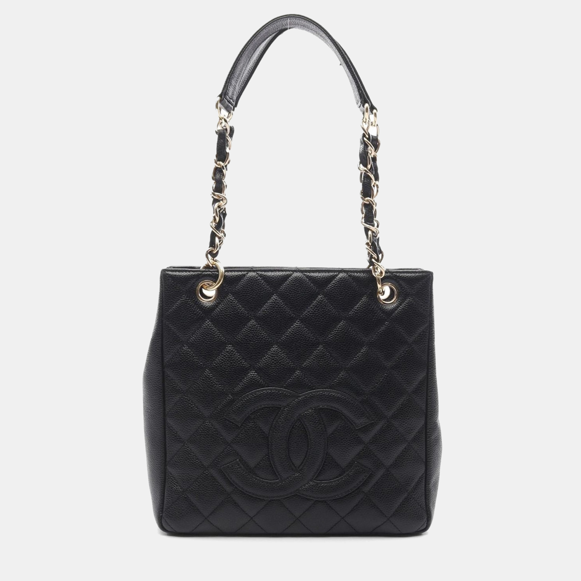 

Chanel Matelasse PST Black Grained Calfskin Leather Chain Tote