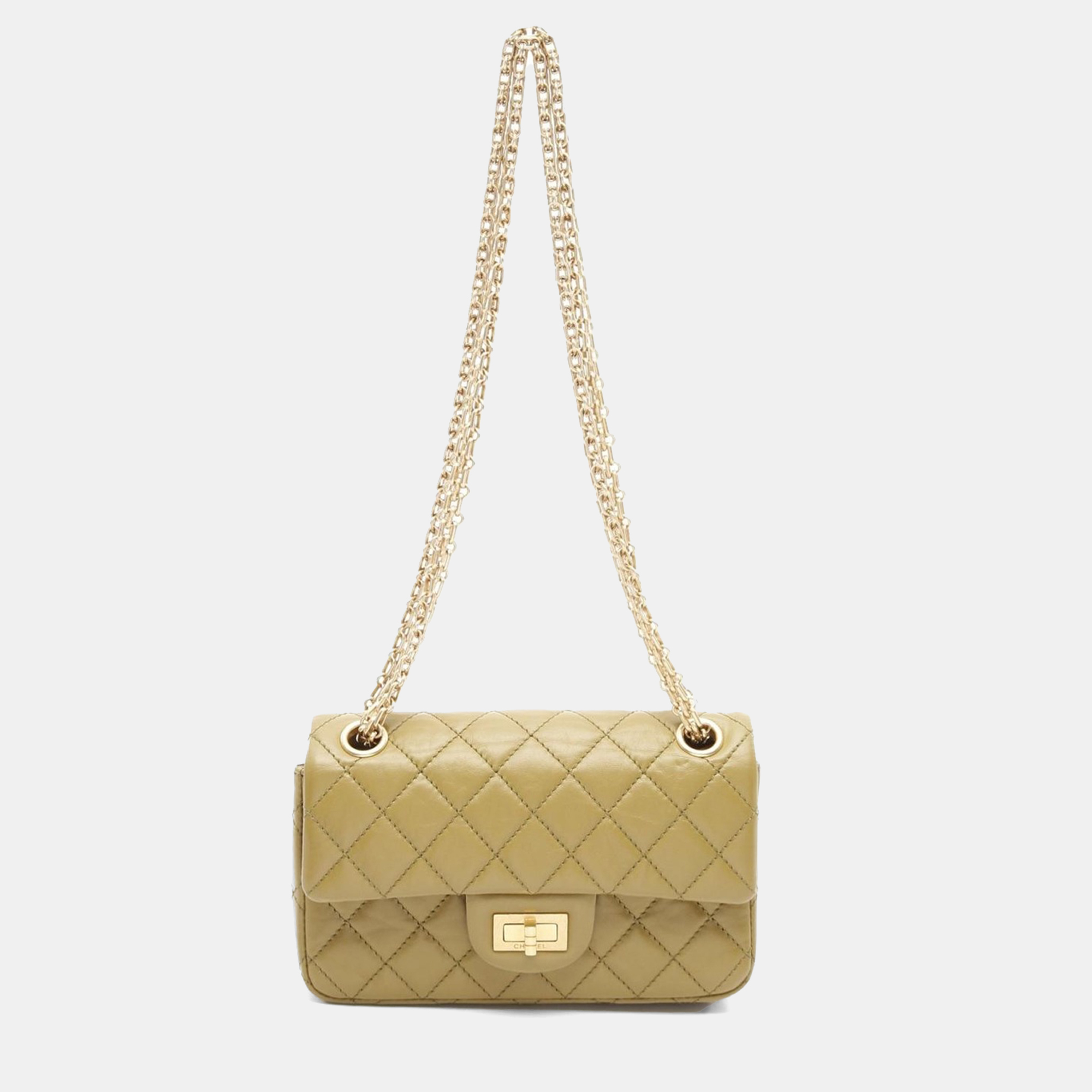 

Chanel CC 2.55 Matelasse Khaki Calfskin Chain Shoulder Bag GHW, Brown