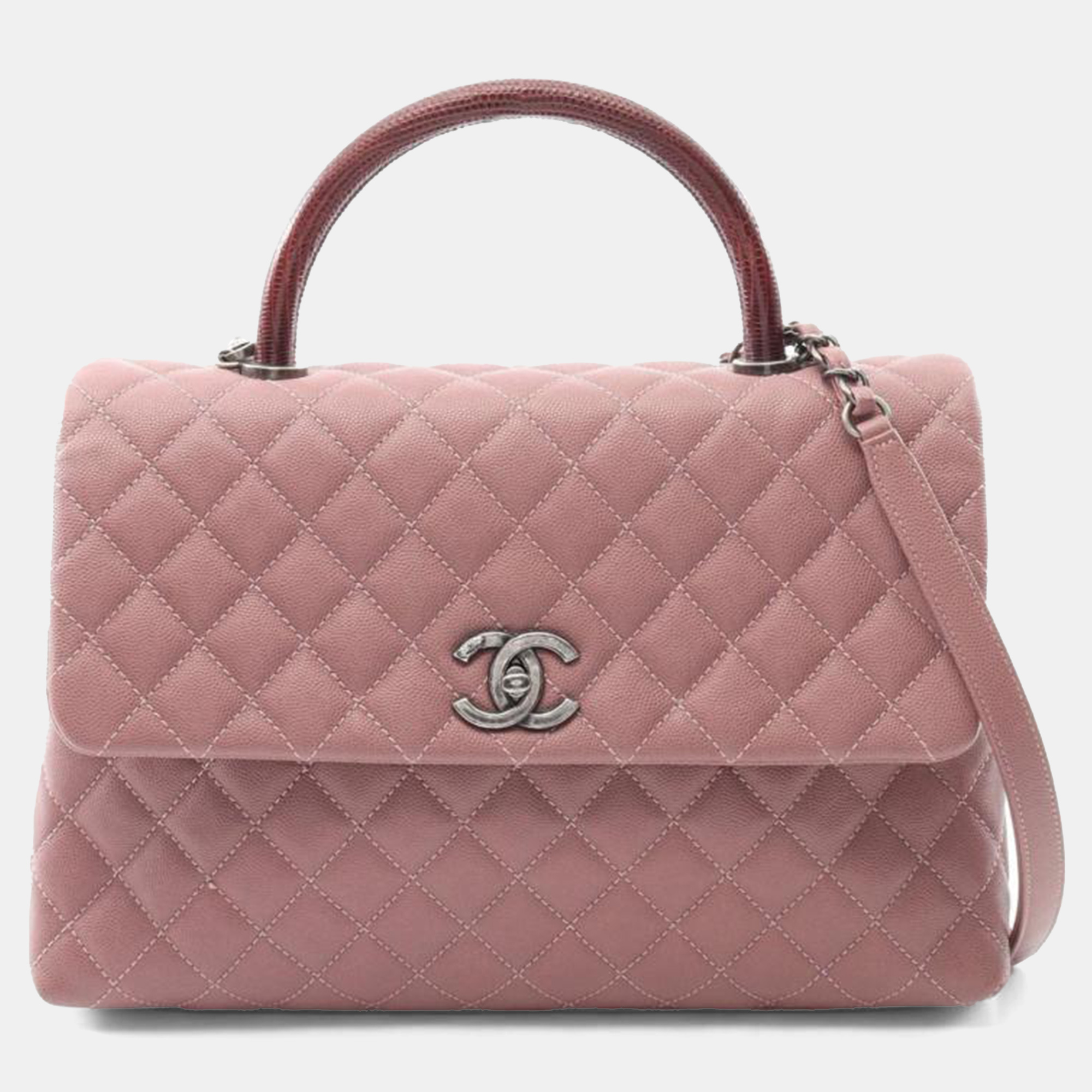 

Chanel Pink Matelasse Caviar Leather Coco Handle bag