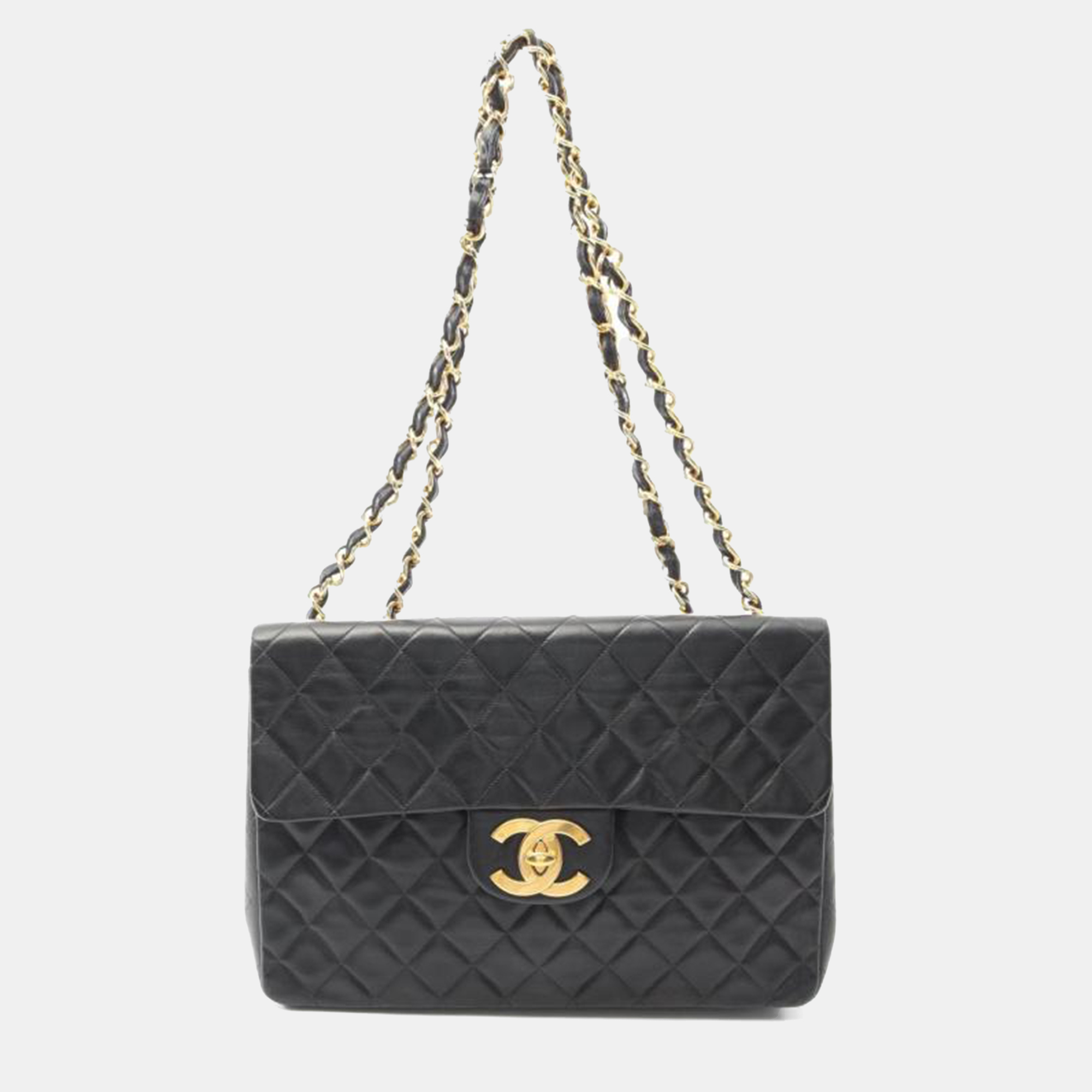 

Chanel Black Jumbo Matelasse Lambskin 34 Chain Shoulder Bag
