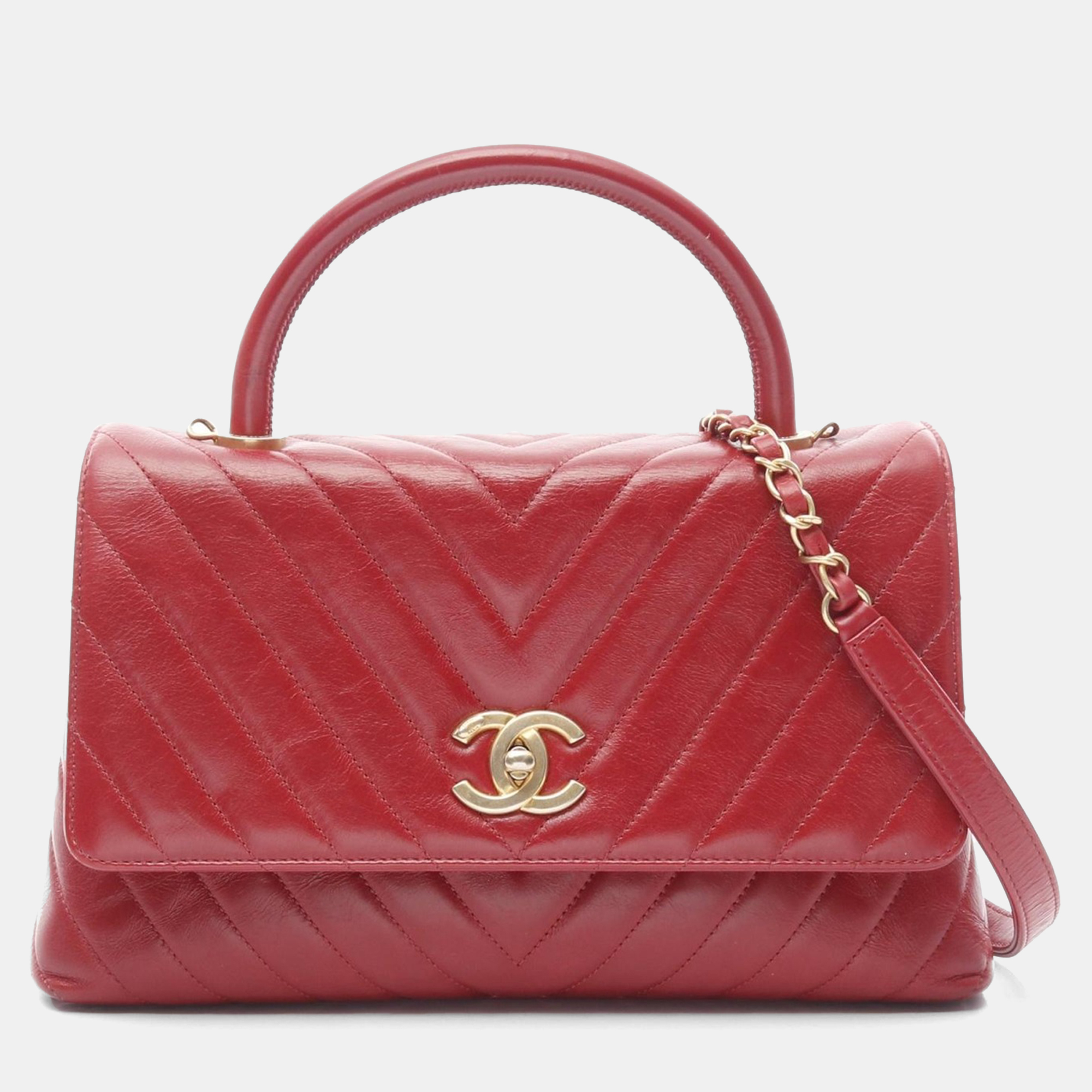 

Chanel Red V Stitch Leather 29 Coco Handle Shoulder Handbag