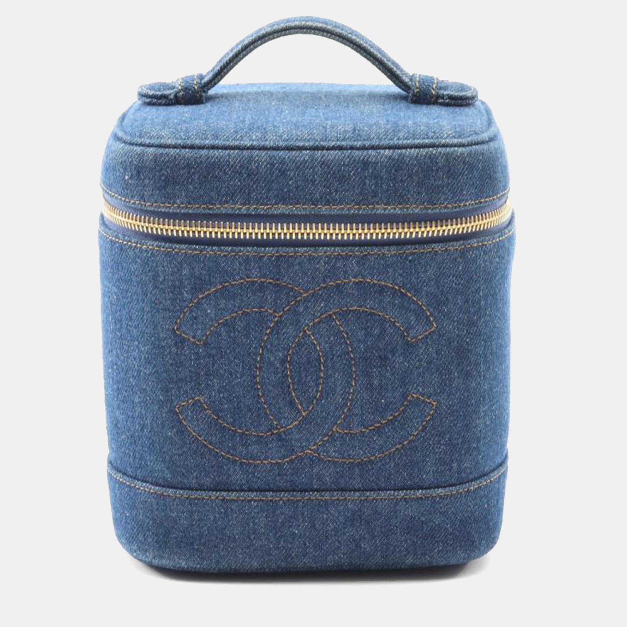 

Chanel Navy Denim Coco Mark Vanity Handbag, Navy blue