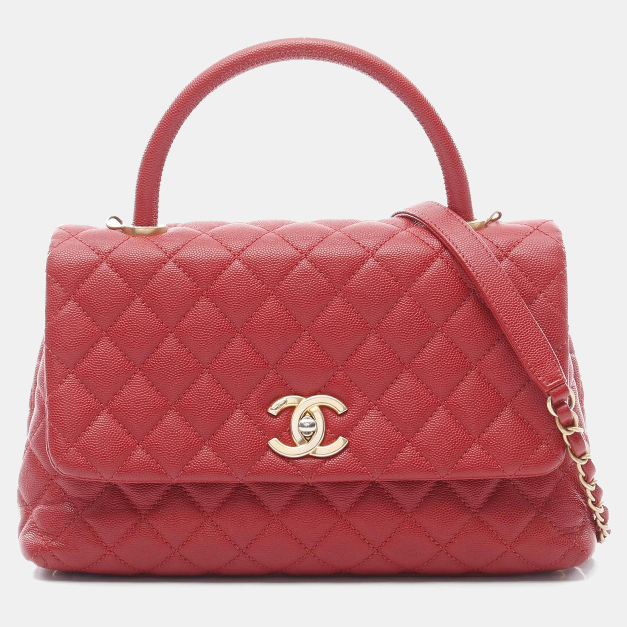 

Chanel Red Matelasse Leather 29 Coco Handle Hand Cc Shoulder Bag