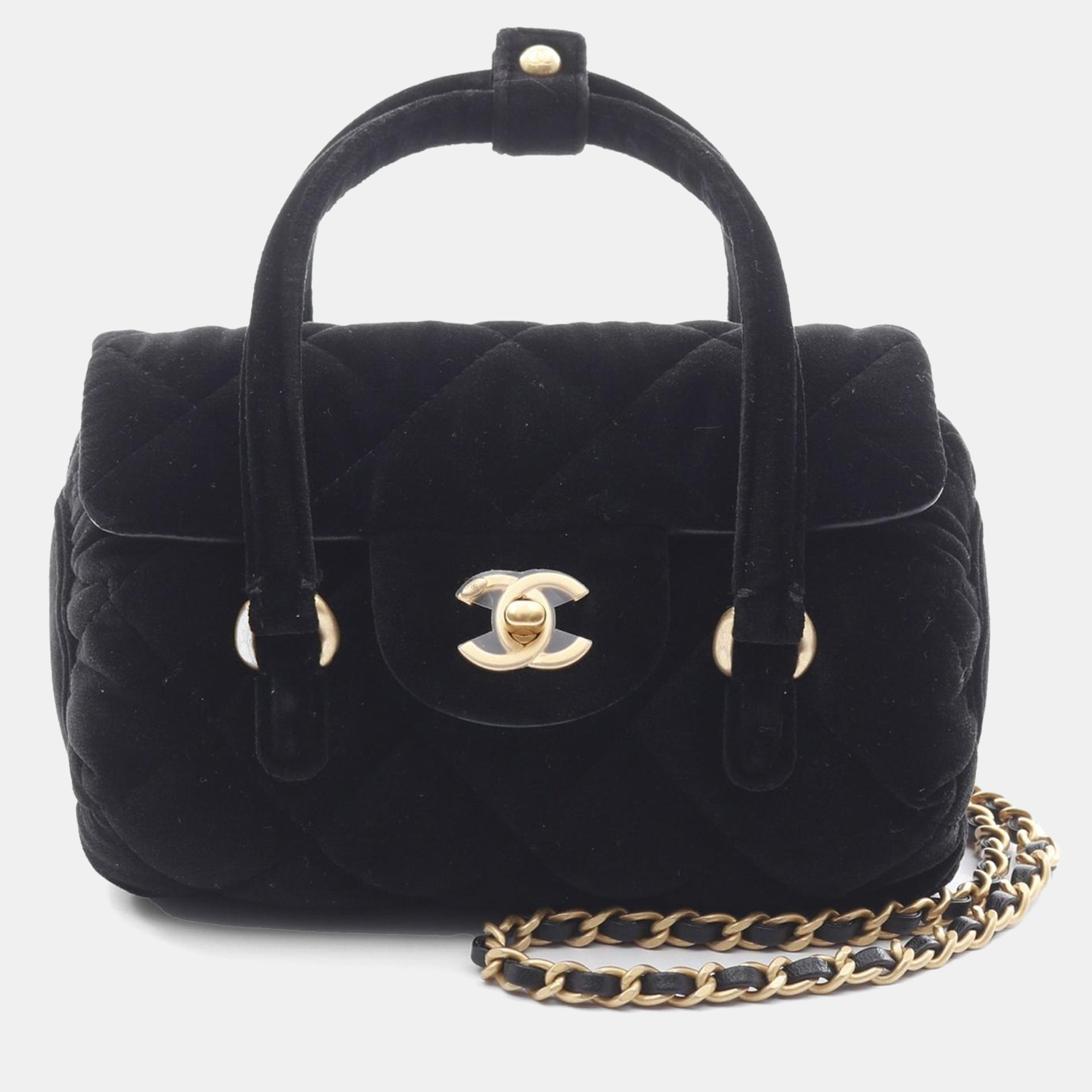

Chanel Matelasse Chain Shoulder Bag Black Fabric Cc Women's Crossbody Bag
