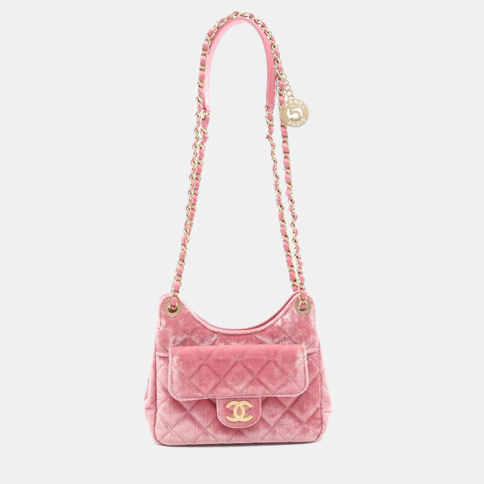 

Chanel Matelasse Chain Shoulder Bag Fabric Leather Pink Ghw Cc