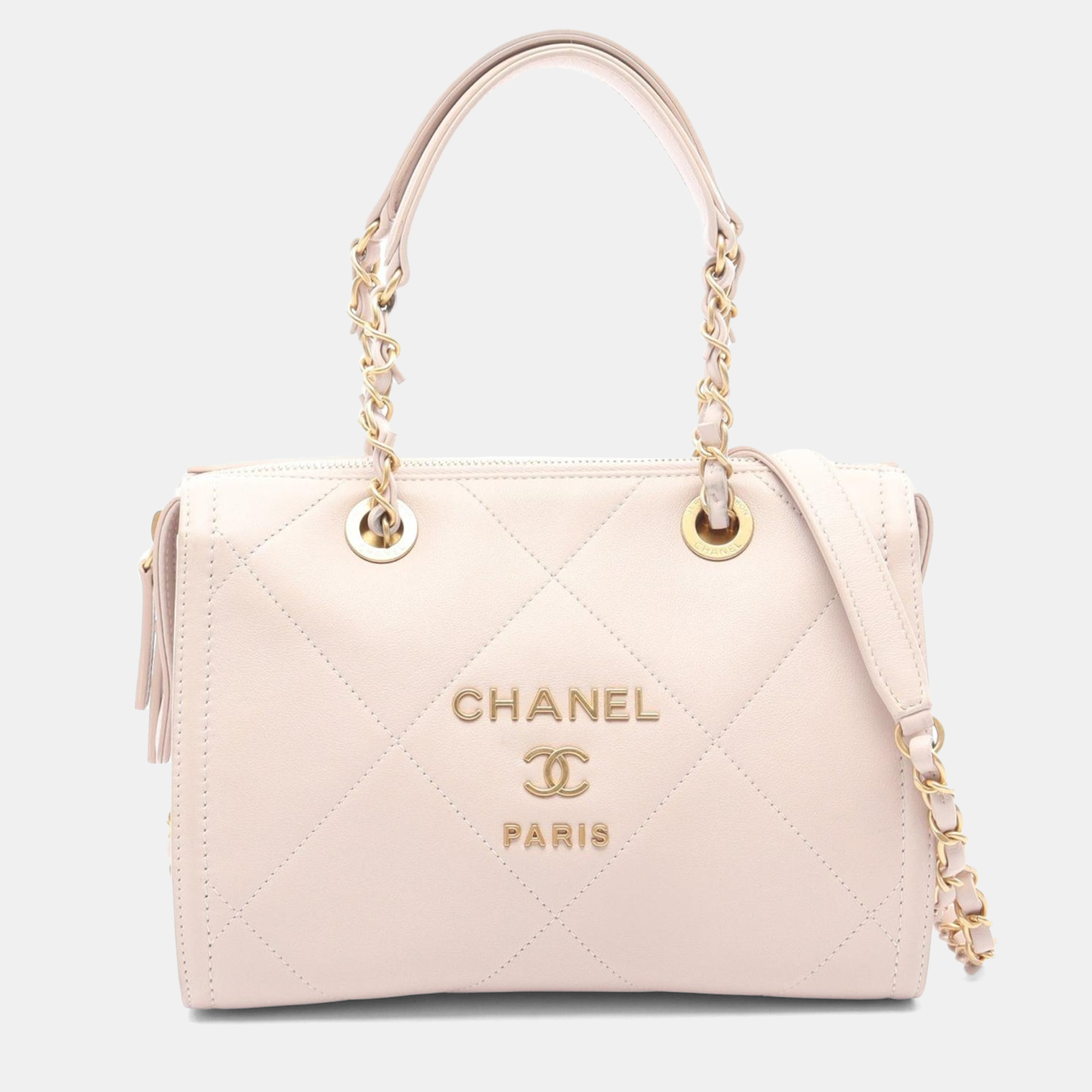 

Chanel Small Bowling Matelasse Shoulder Tote Bag Leather Pink Ghw Cc
