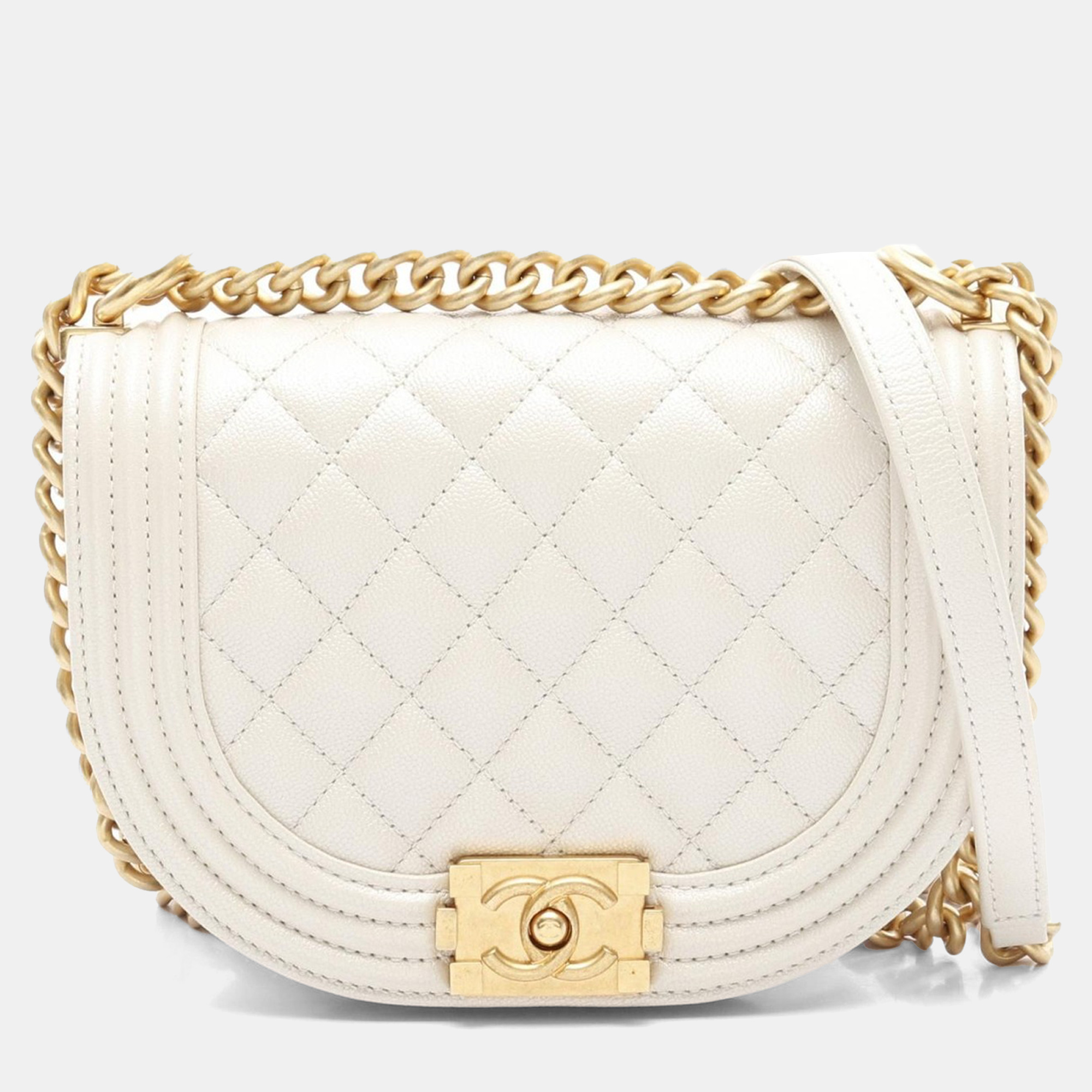 

Chanel Boy Chanel Small Shoulder Bag Leather White Ghw Cc