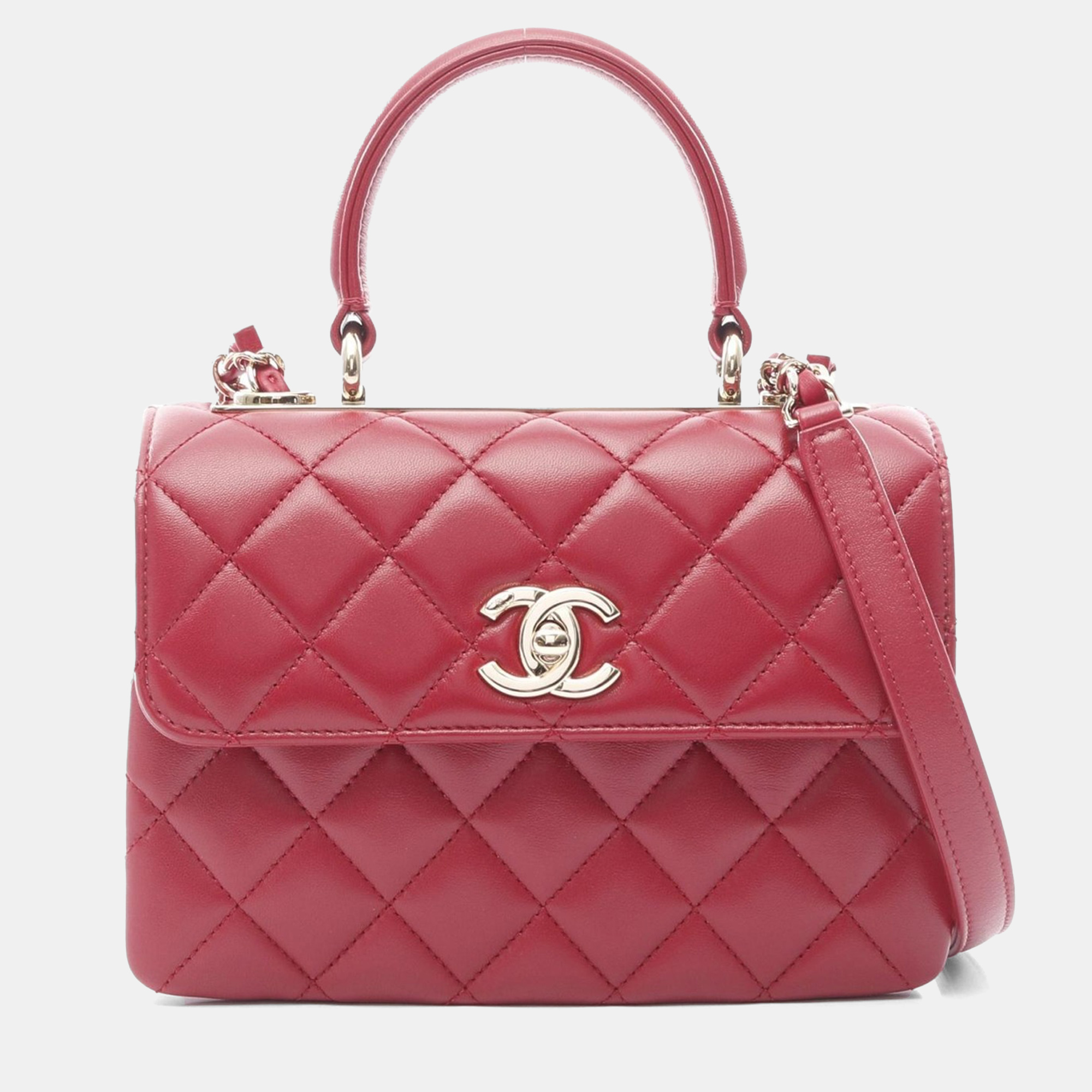 

Chanel Trendy Cc Hand Shoulder Bag Lambskin Leather Red Ghw