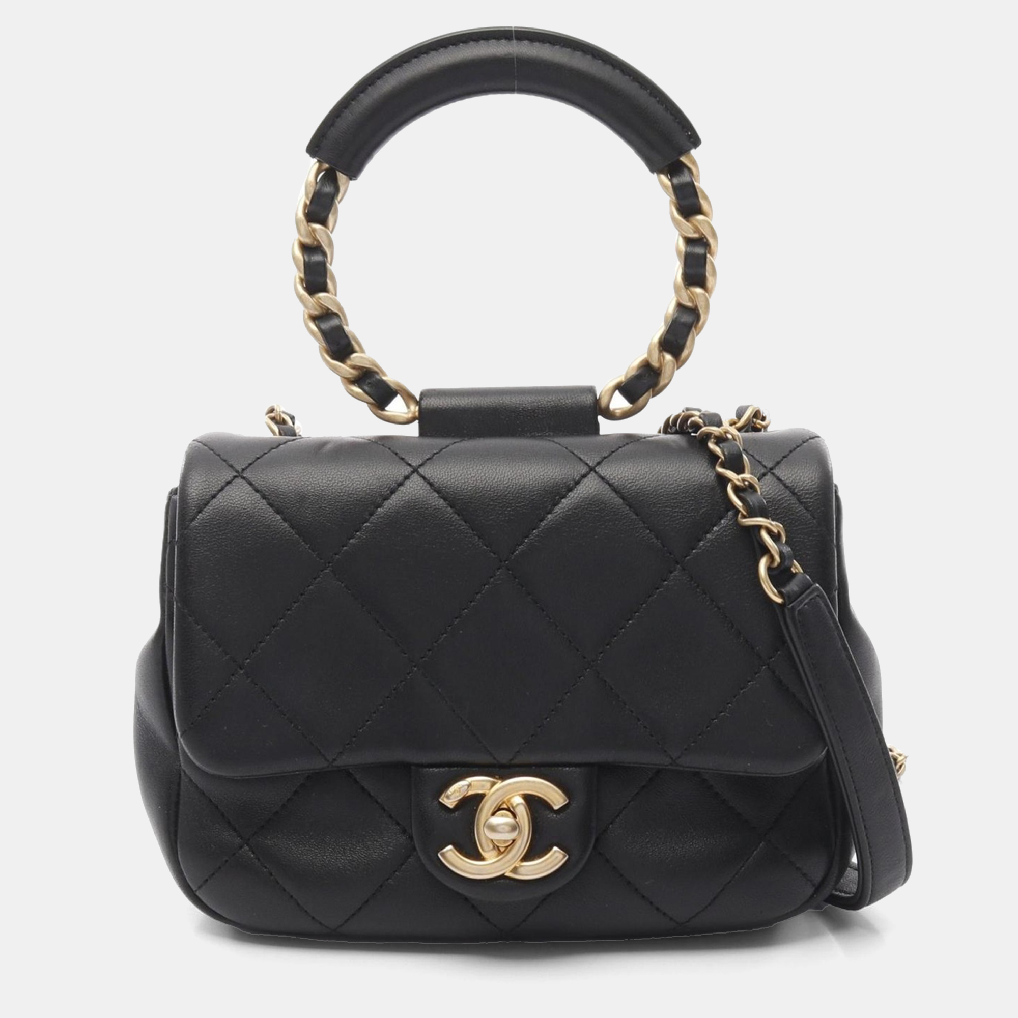 

Chanel Cc Lambskin Sheep Leather Black Shoulder Bag