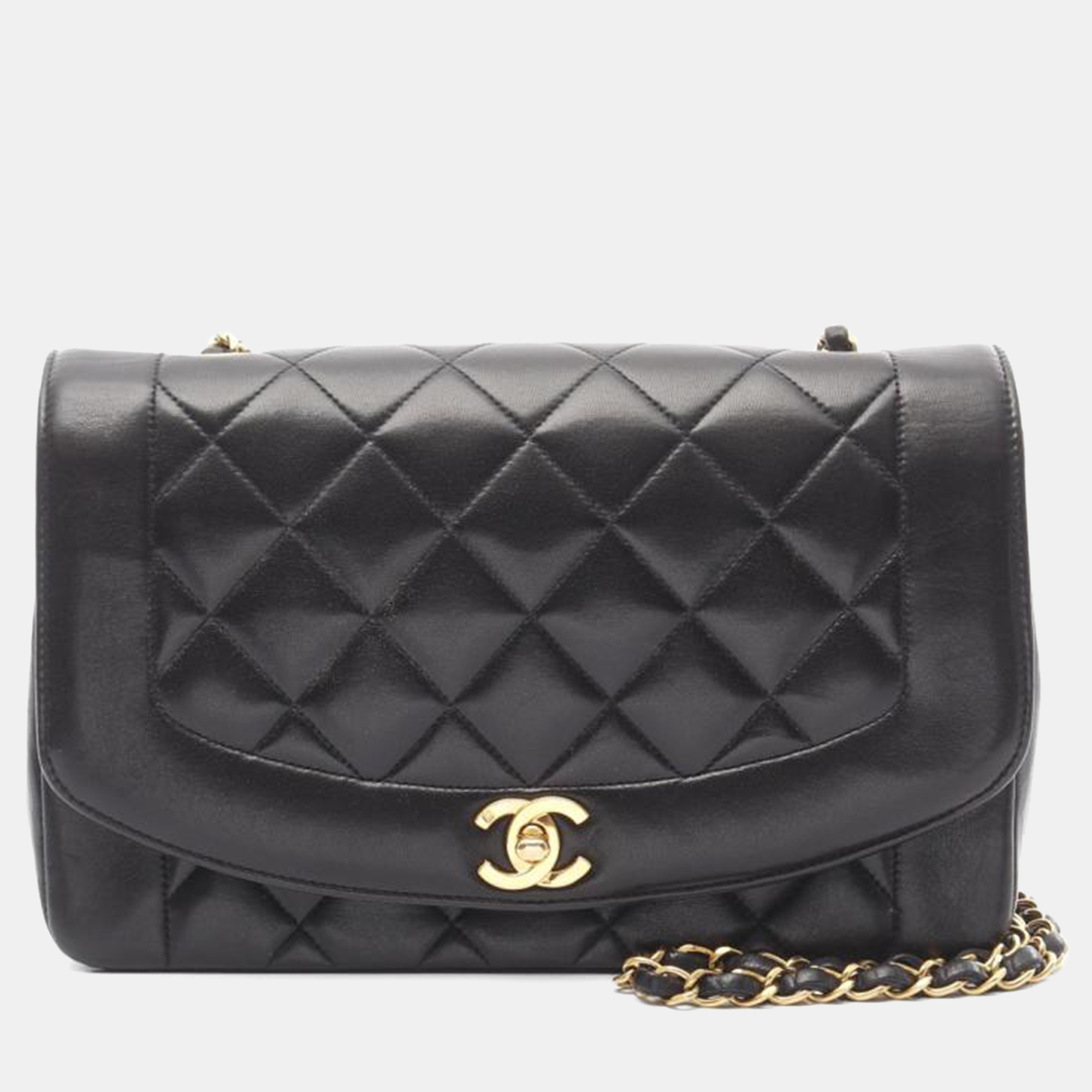 

Chanel Matelasse Diana Flap Black Lambskin Women's Crossbody Bag