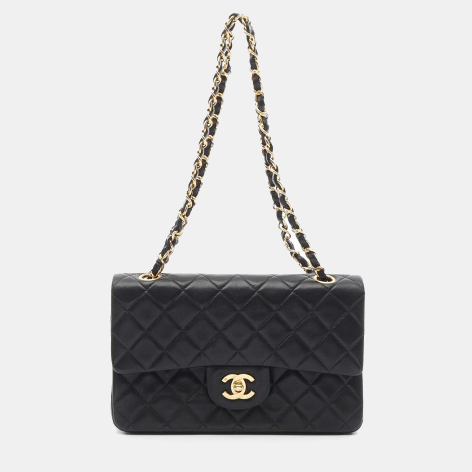 

Chanel Matelasse W Flap Chain Shoulder Bag Lamb Leather Black Ghw Cc