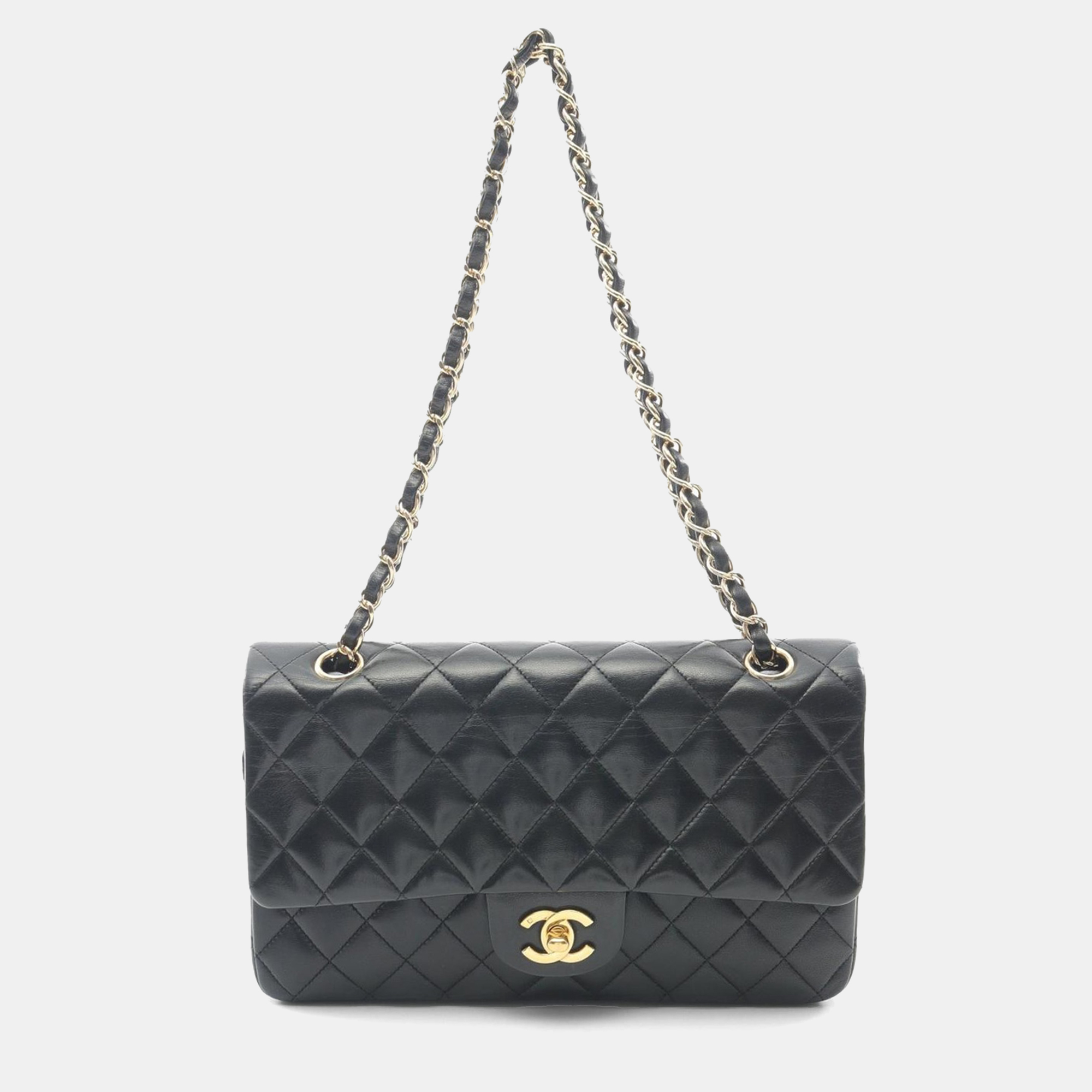 

Chanel Matelasse W Flap Chain Shoulder Bag Lamb Leather Black Ghw Used