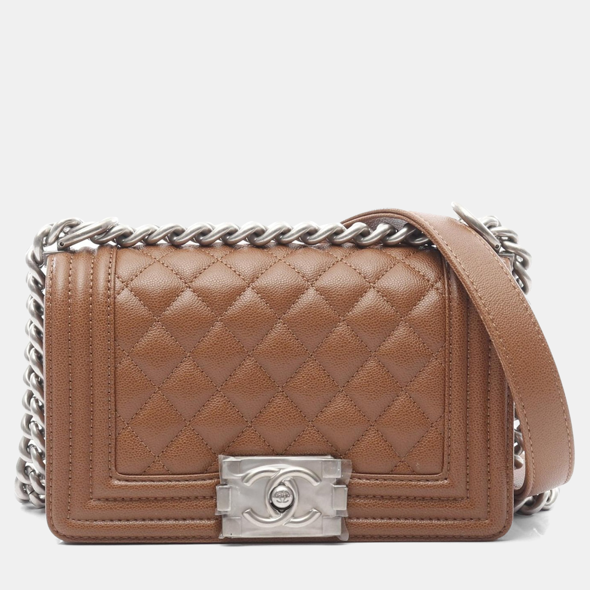 

Chanel Boy Chanel Small Chain Shoulder Bag Leather Brown Shw