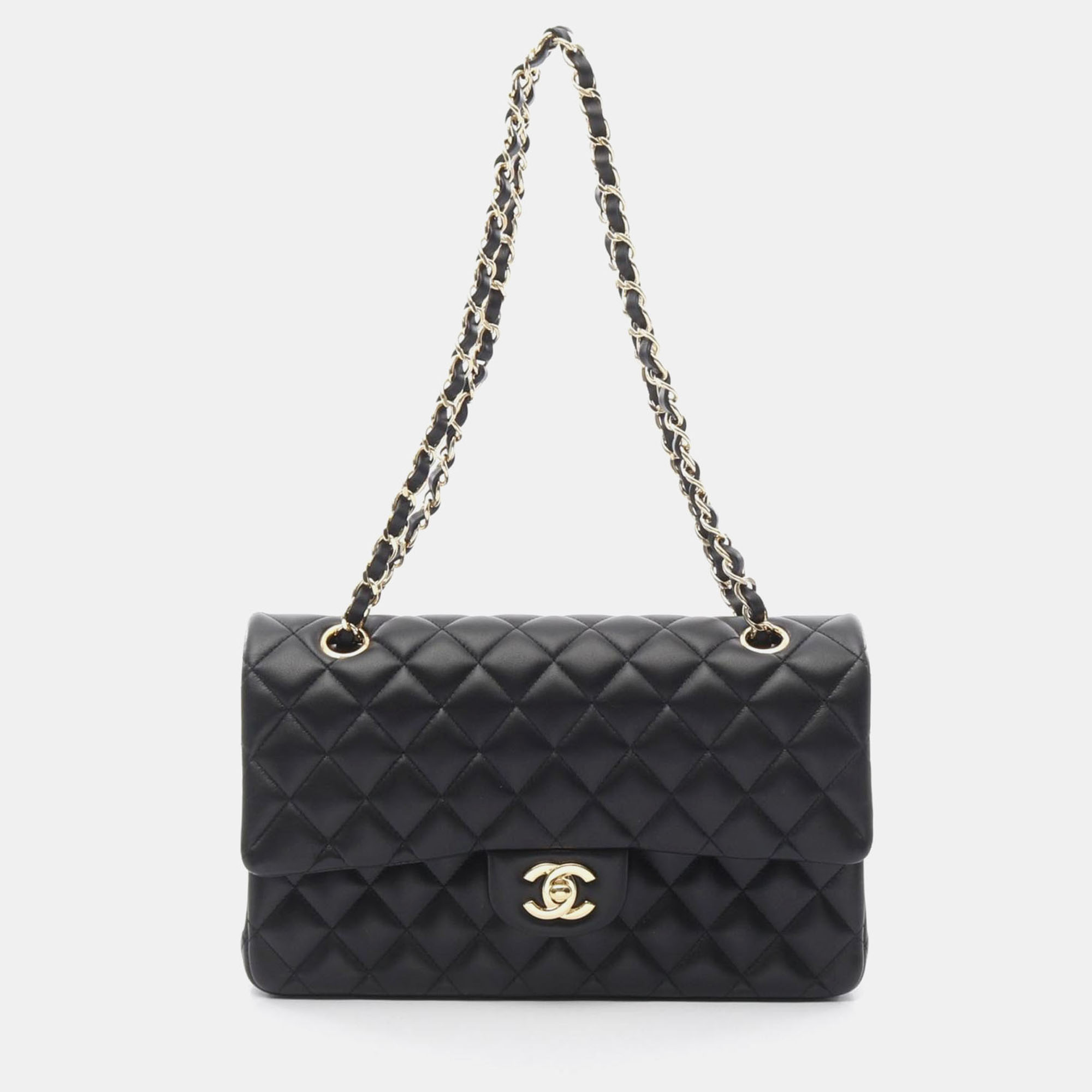 

Chanel Matelasse W Flap Chain Shoulder Bag Lamb Leather Black Ghw Cc