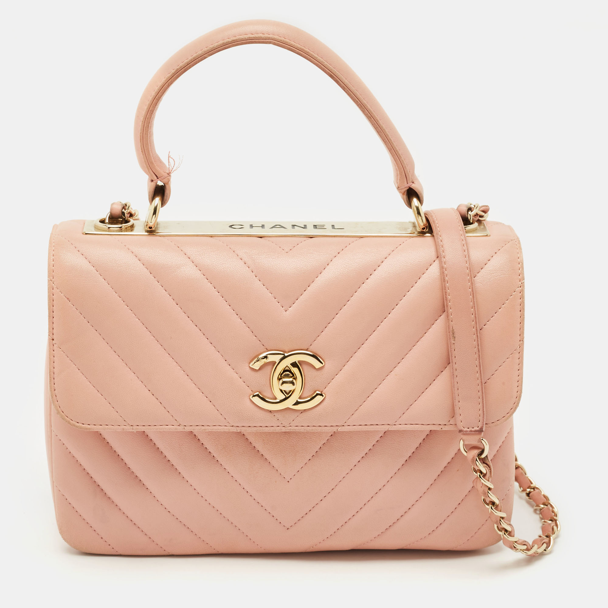 

Chanel Pink Quilted Leather  Trendy CC Top Handle Bag