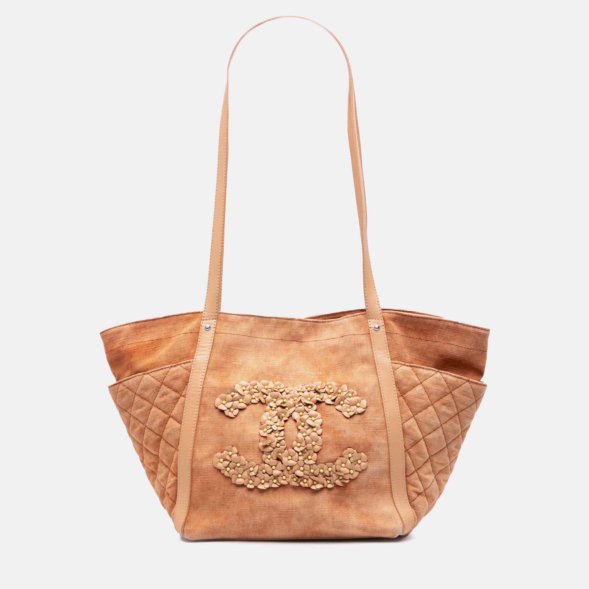 

Chanel Brown Denim CC Flower Tote