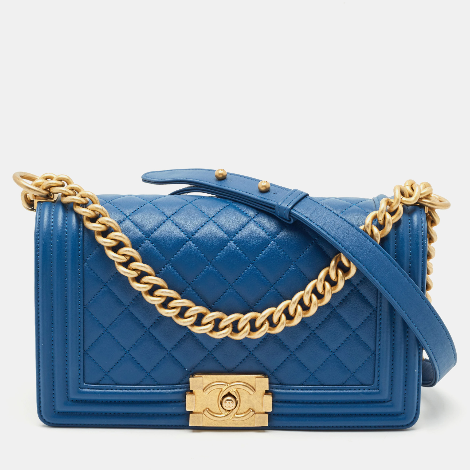 

Chanel Blue Quilted Leather  Boy Flap Bag