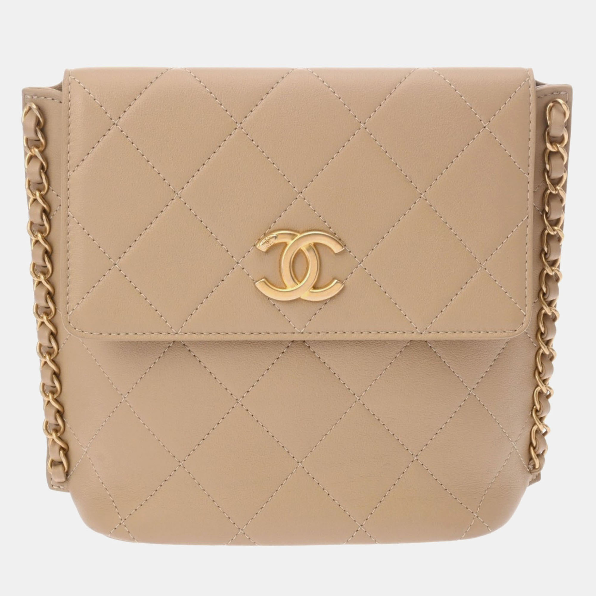 

Chanel Matelasse Chain Shoulder Coco Mark Beige Lambskin Bag