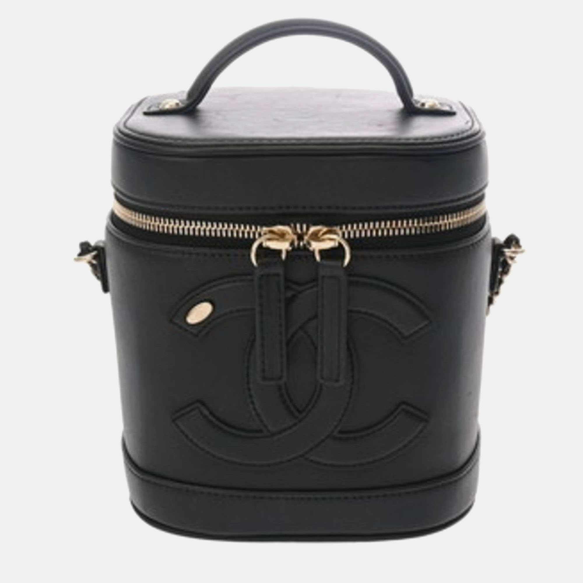 

Chanel Vanity 2-Way Chain Shoulder Bag Black Lambskin Handbag
