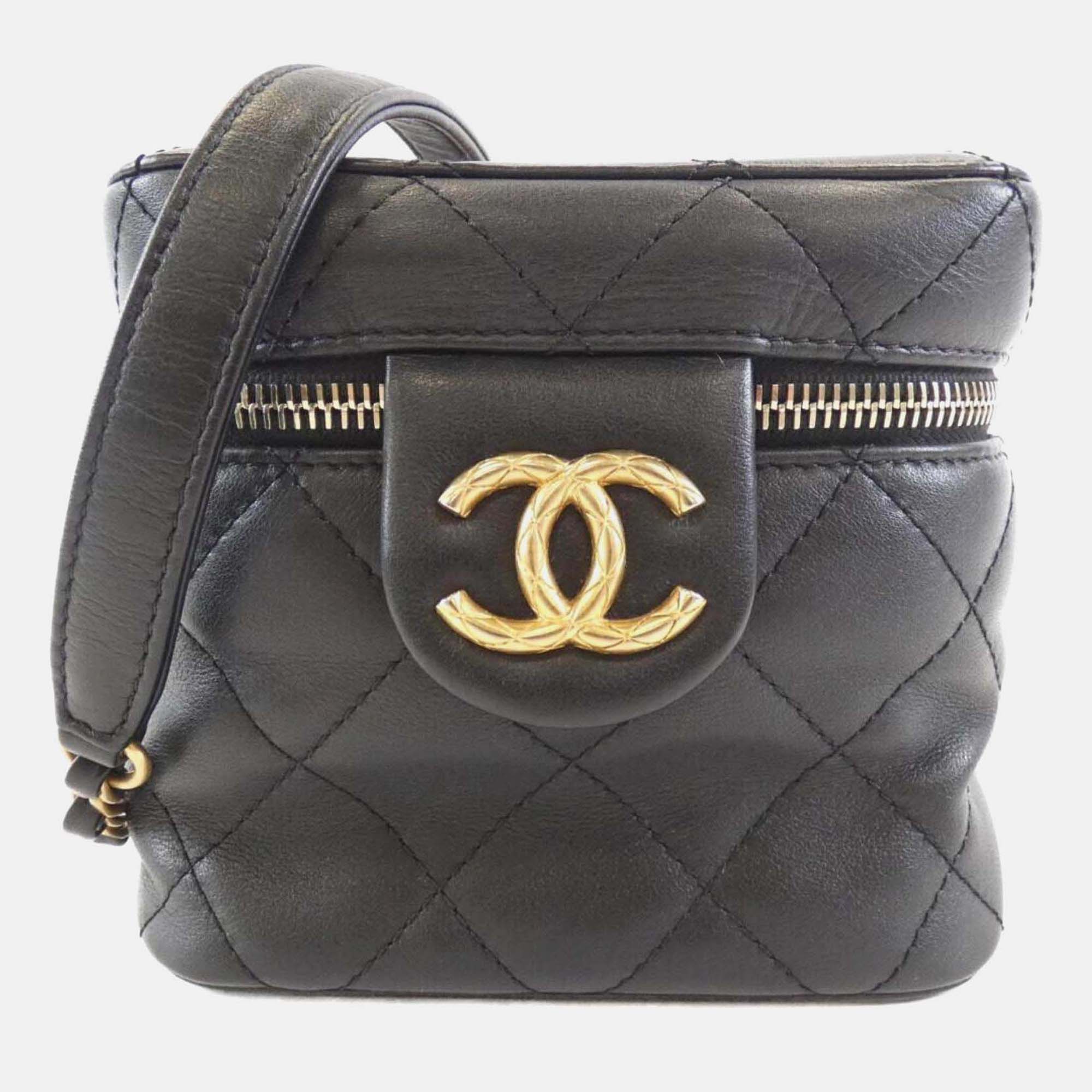 

Chanel Vanity Black Leather Shoulder Bag