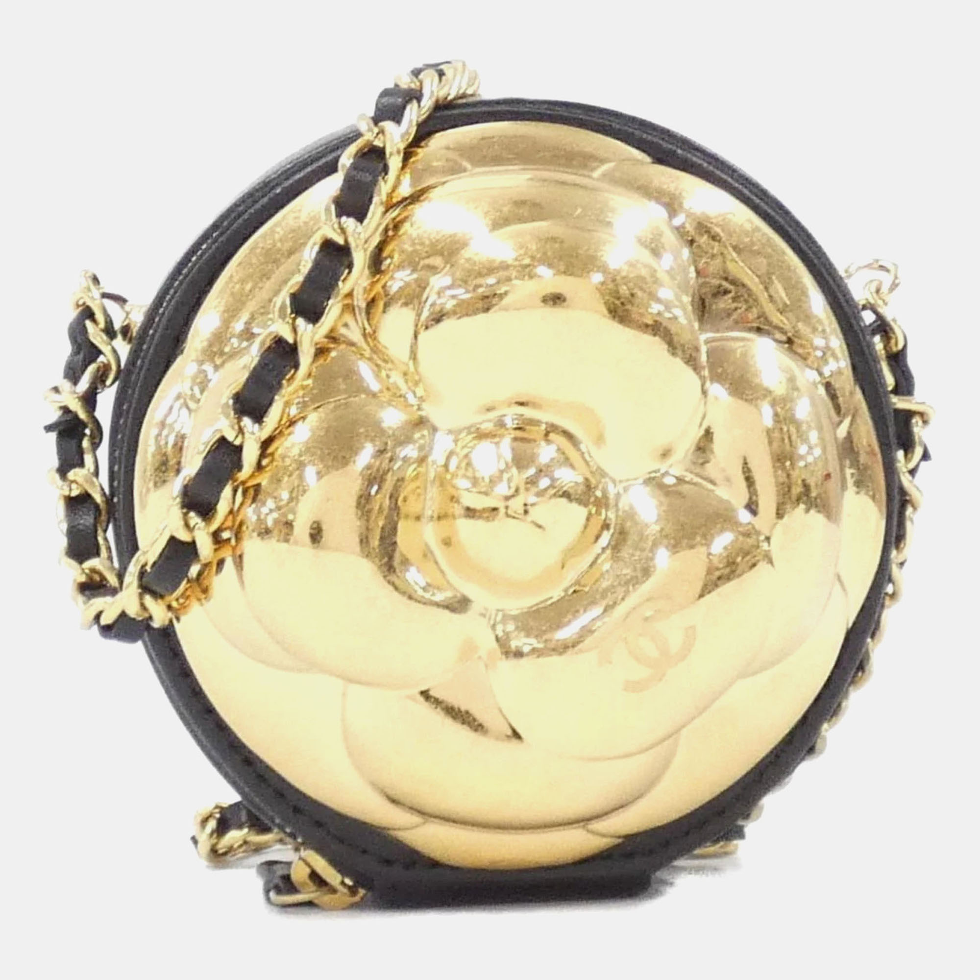 

Chanel Black/Gold Lambskin Leather Chain Clutch