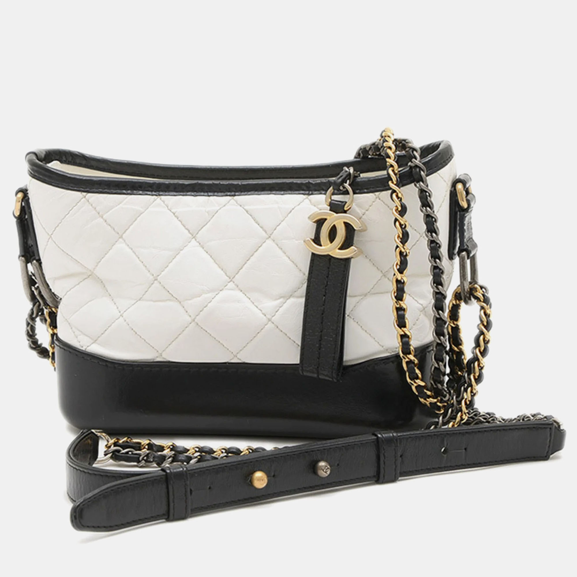 

Chanel Gabrielle de Hobo Small Black/White Leather Shoulder Bag