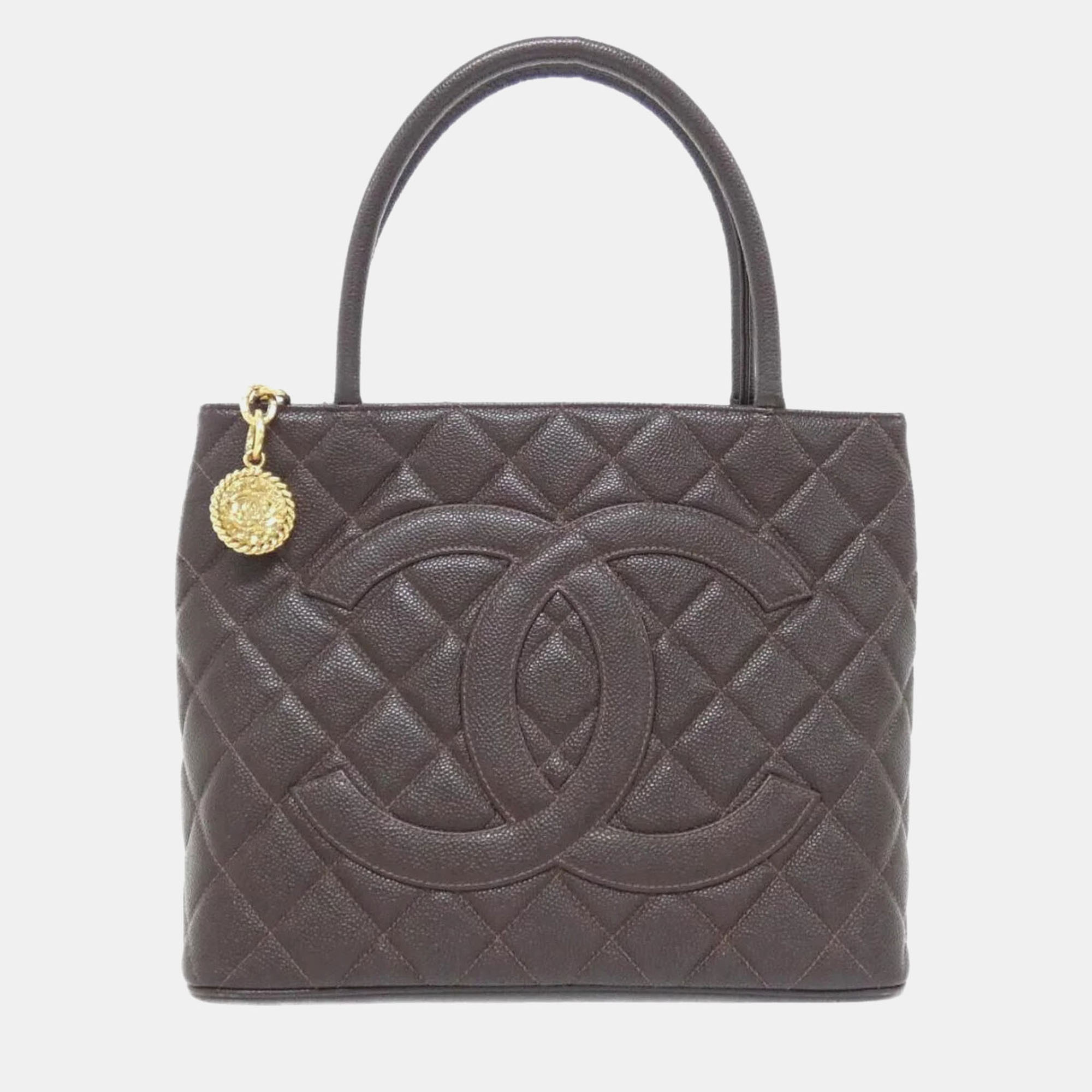 

Chanel Medallion Brown Grained Calfskin Leather Handbag