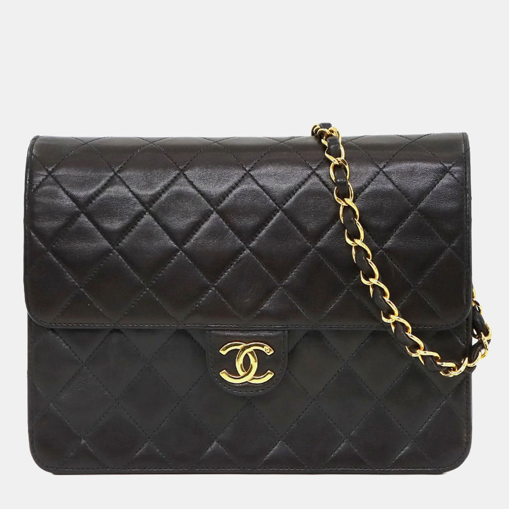 

Chanel Coco Mark Matelasse Black Leather Chain Shoulder Bag GHW