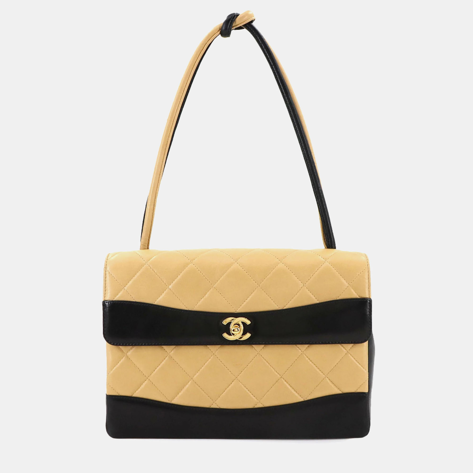 

Chanel Matelasse Beige/Black Leather Shoulder Bag