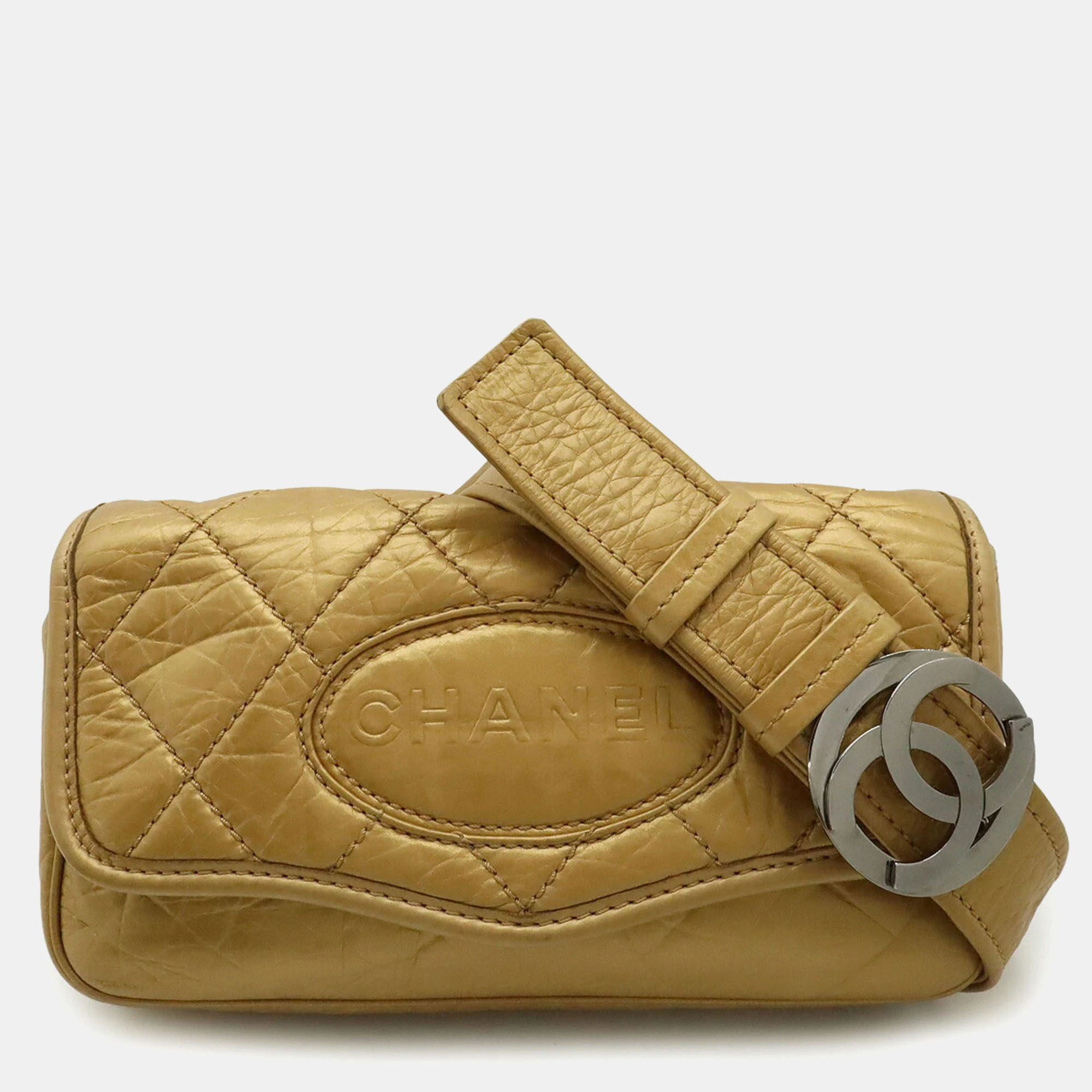 

Chanel Coco Mark Gold Calfskin Leather Shoulder Bag