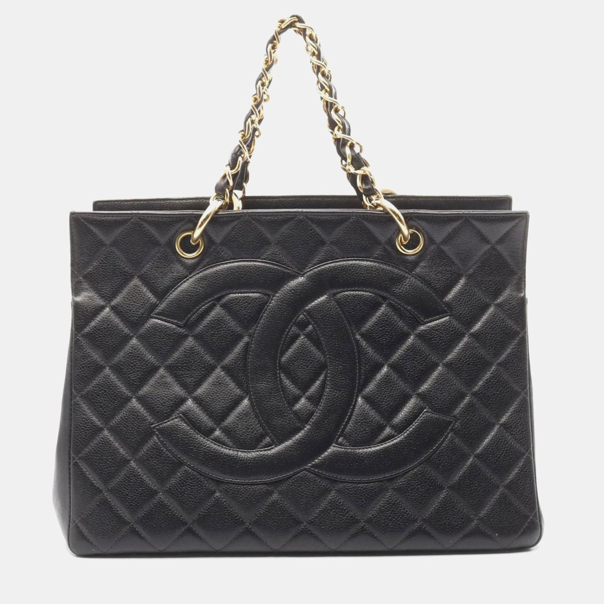 

Chanel Matelasse Deca Coco Mark Black Grained Calfskin Leather Tote