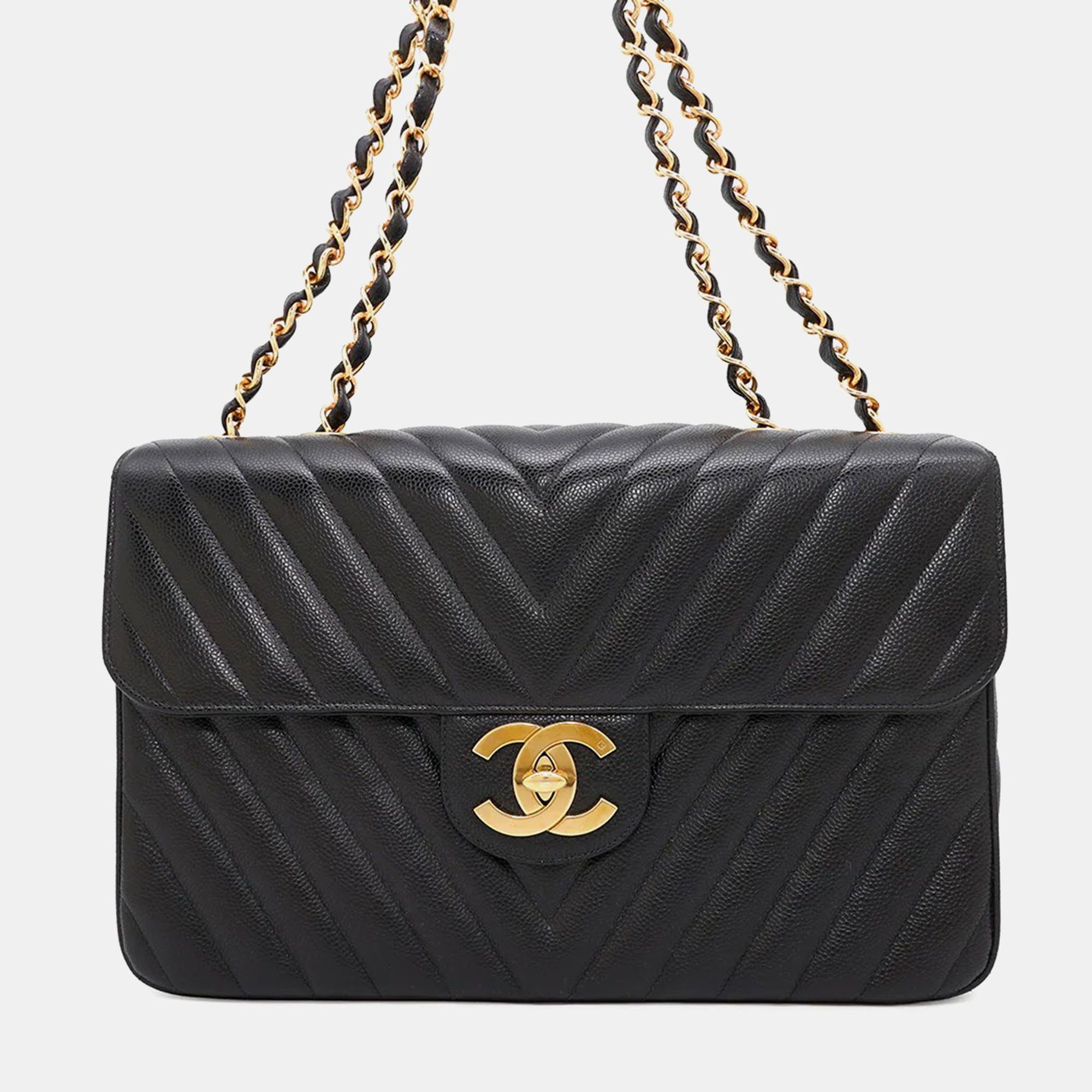 

Chanel V Stitch Chain shoulder Bag Black Caviar Leather Size